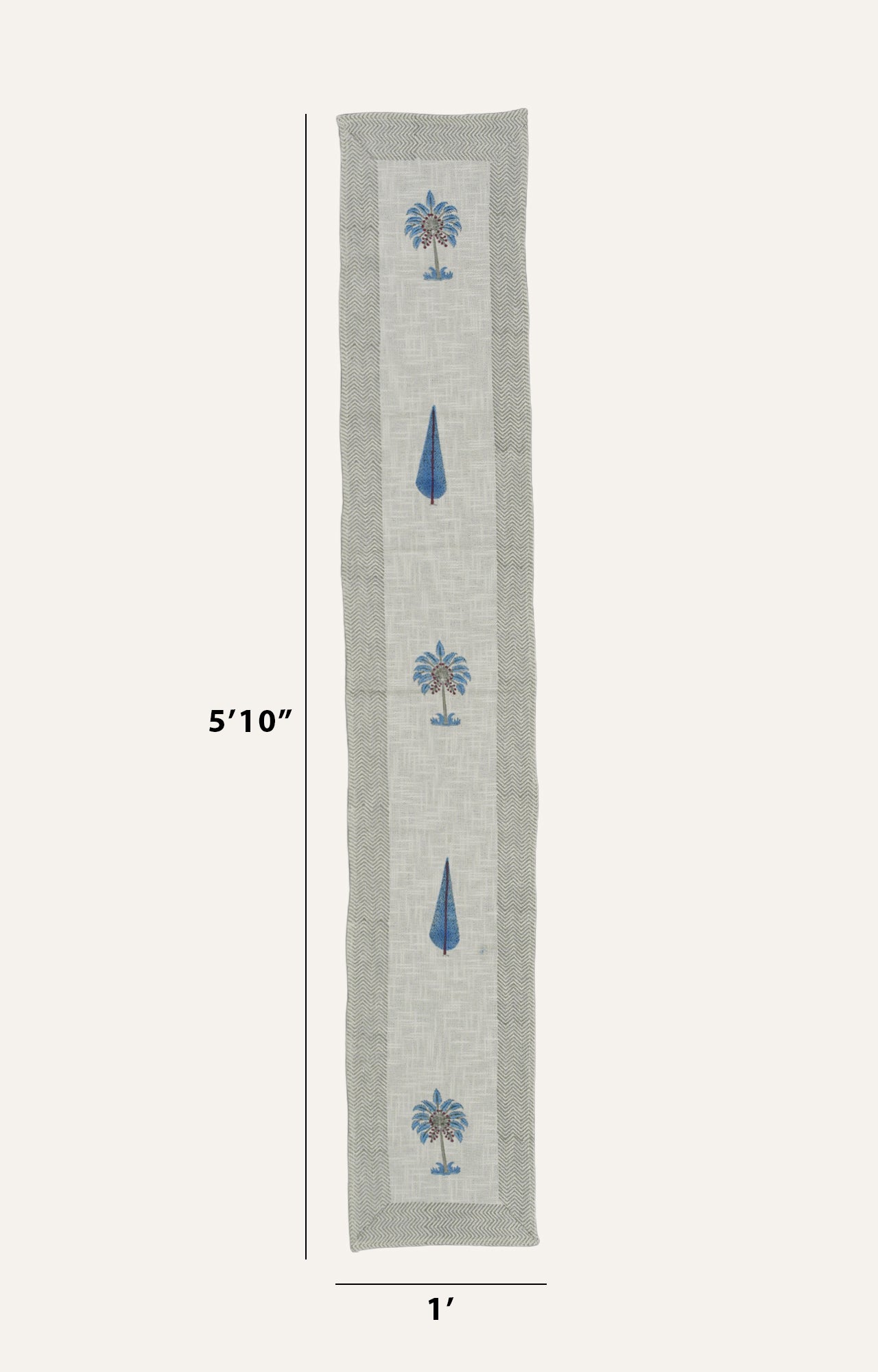 Garden Stroll: Blue Handblock Printed Table Runner