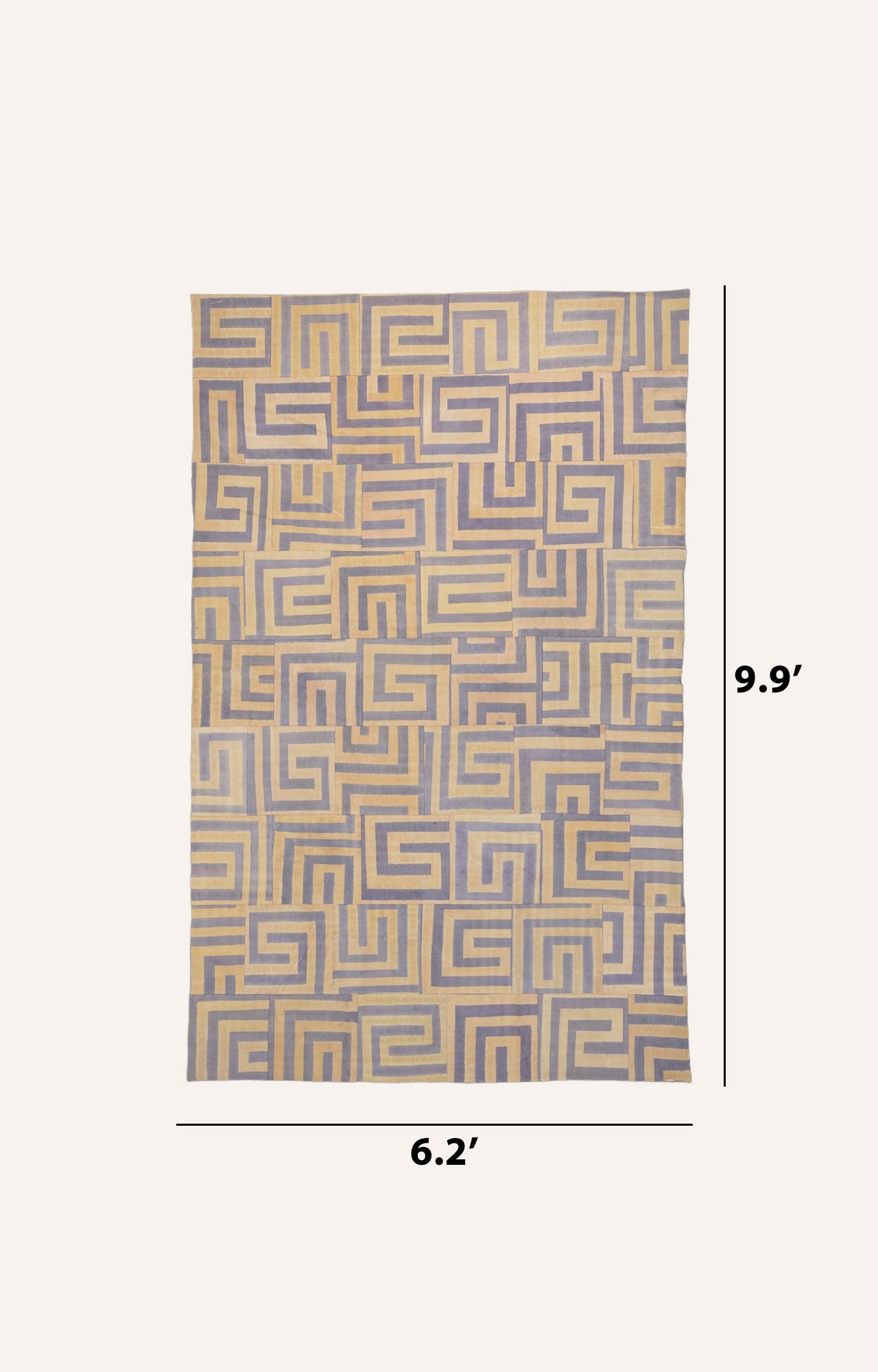 6.2 x 9.9 Ft Flowing Muted Yellow & Grey Patchwork Cotton Rug