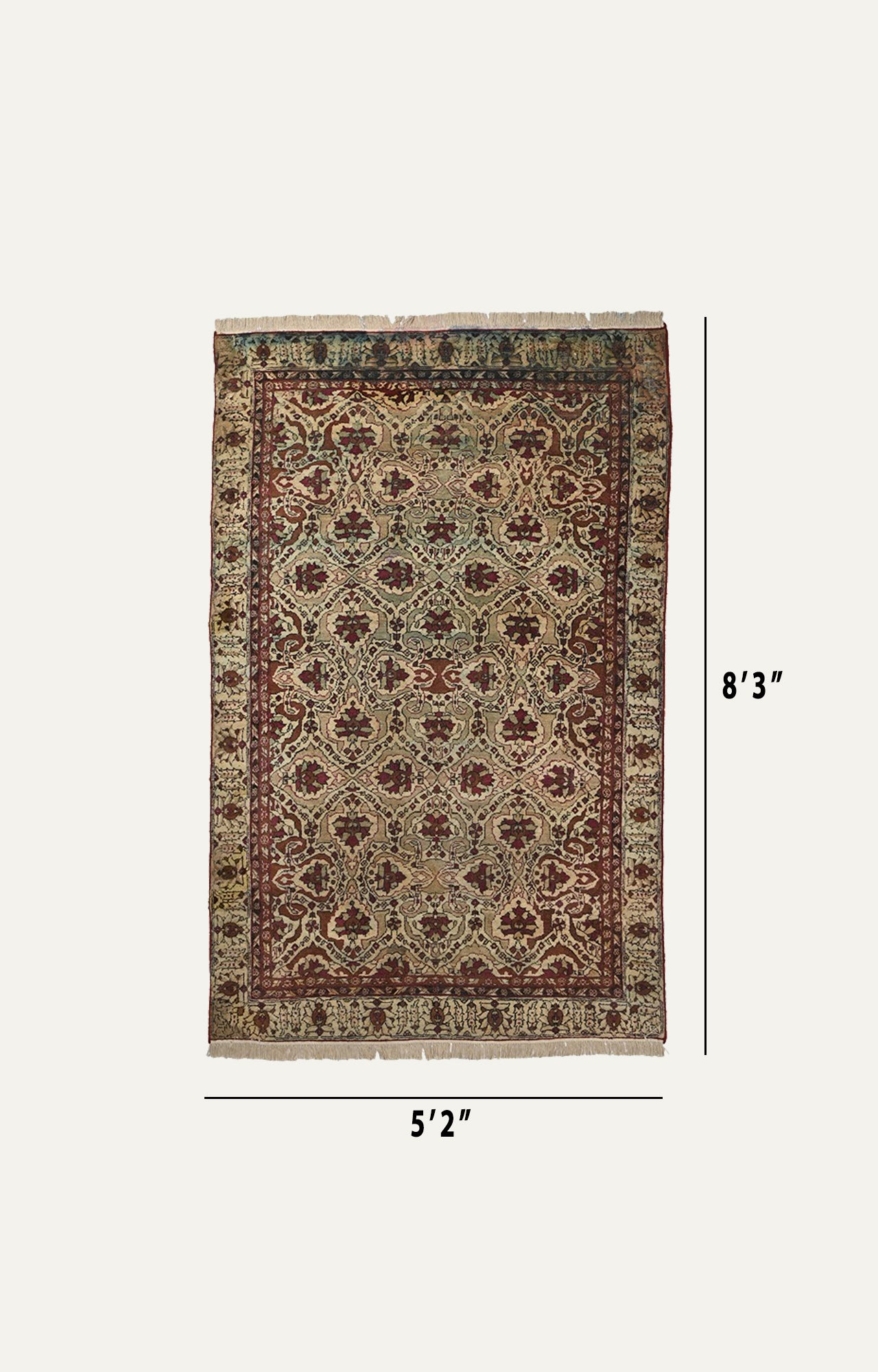 5 x 8 Ft Rare Mughal Floral Agra Wool Carpet