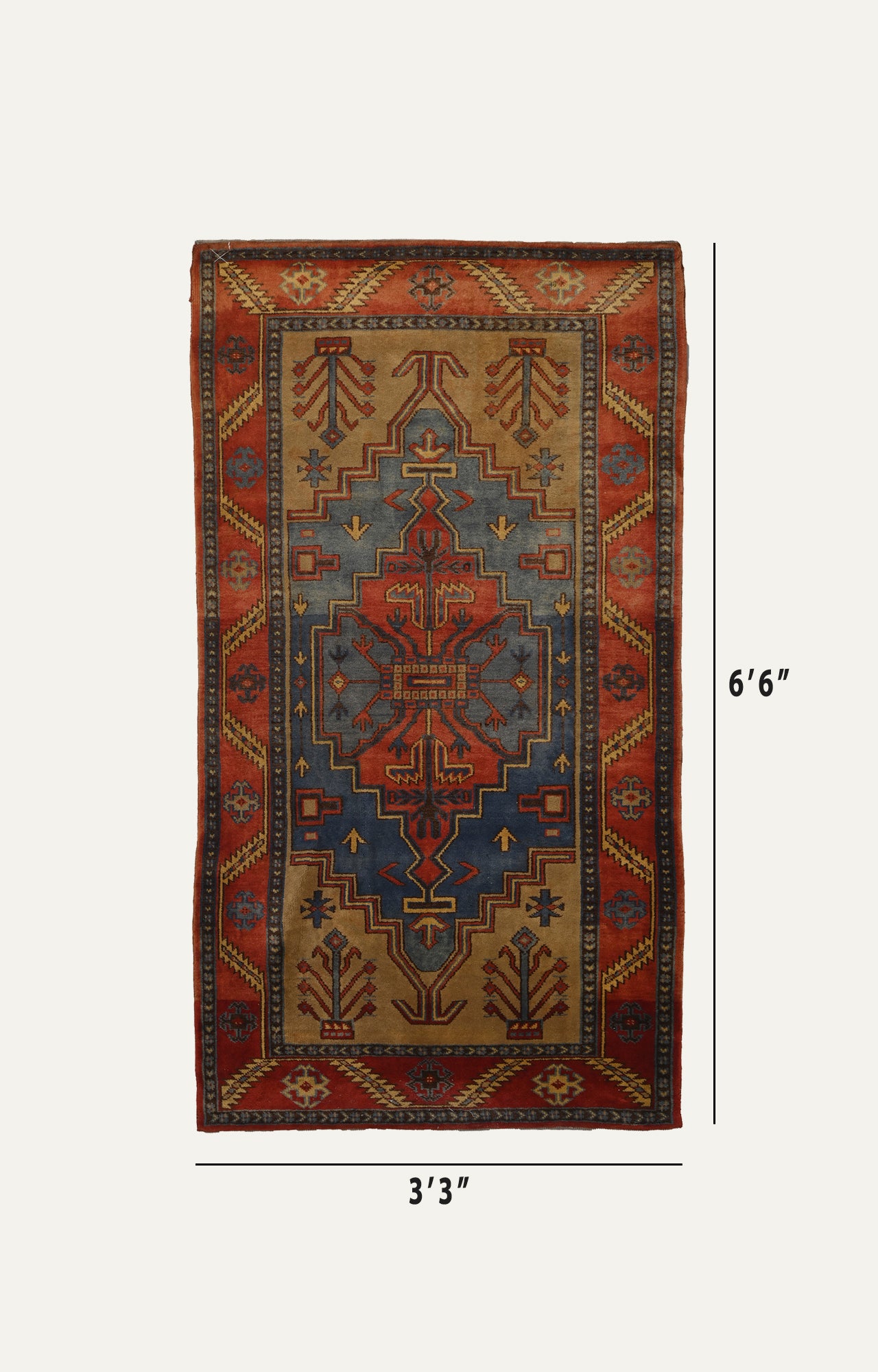 3 x 6 Ft Colorful Handwoven Kilim Carpet with Geometric pattern