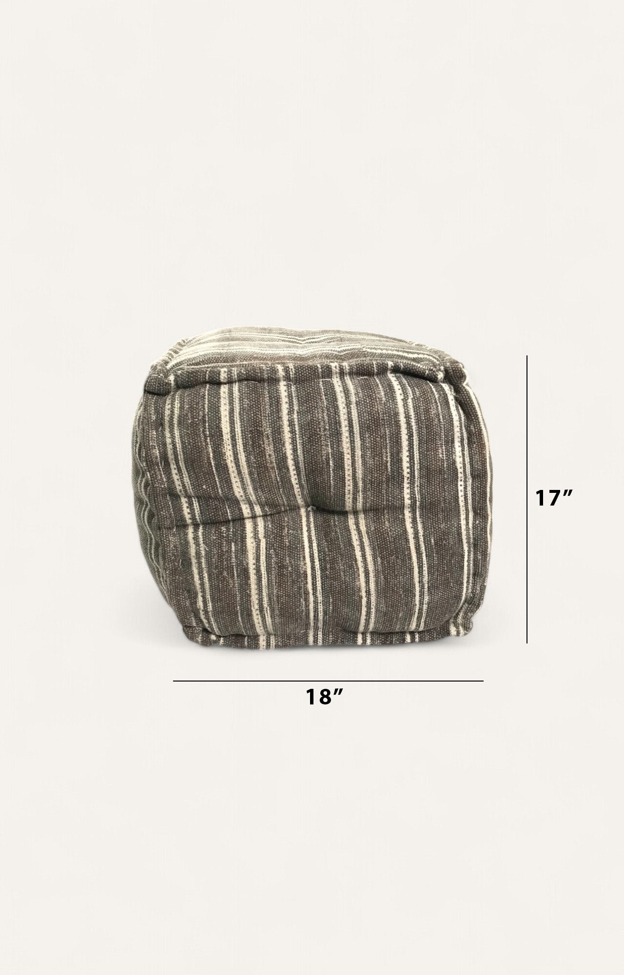 Handwoven Dhurrie Pouf Seat in Brown and White