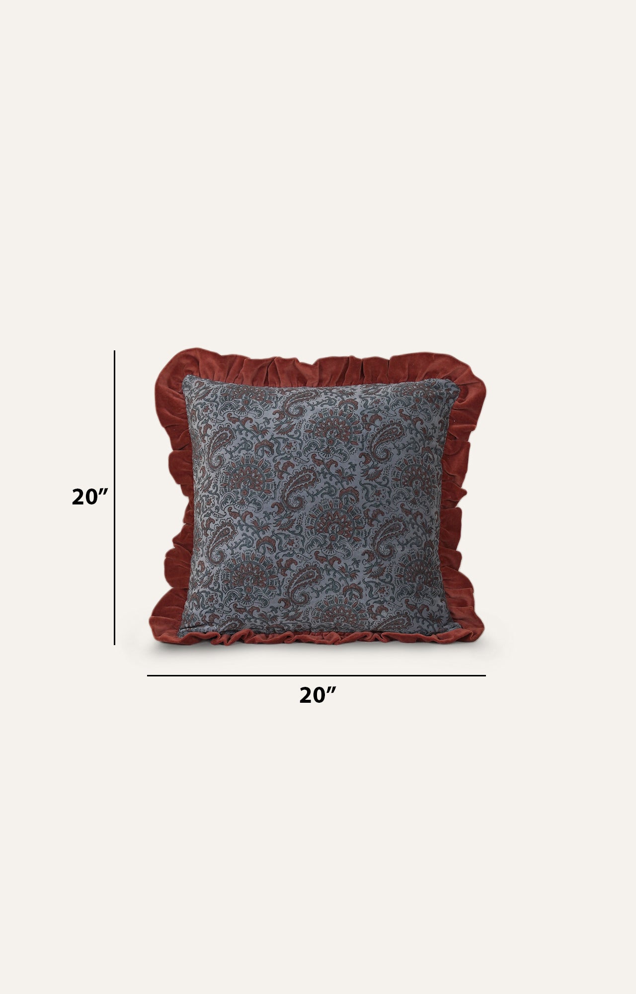 Vintage Velvet Cushion Cover with Ruffle Trim