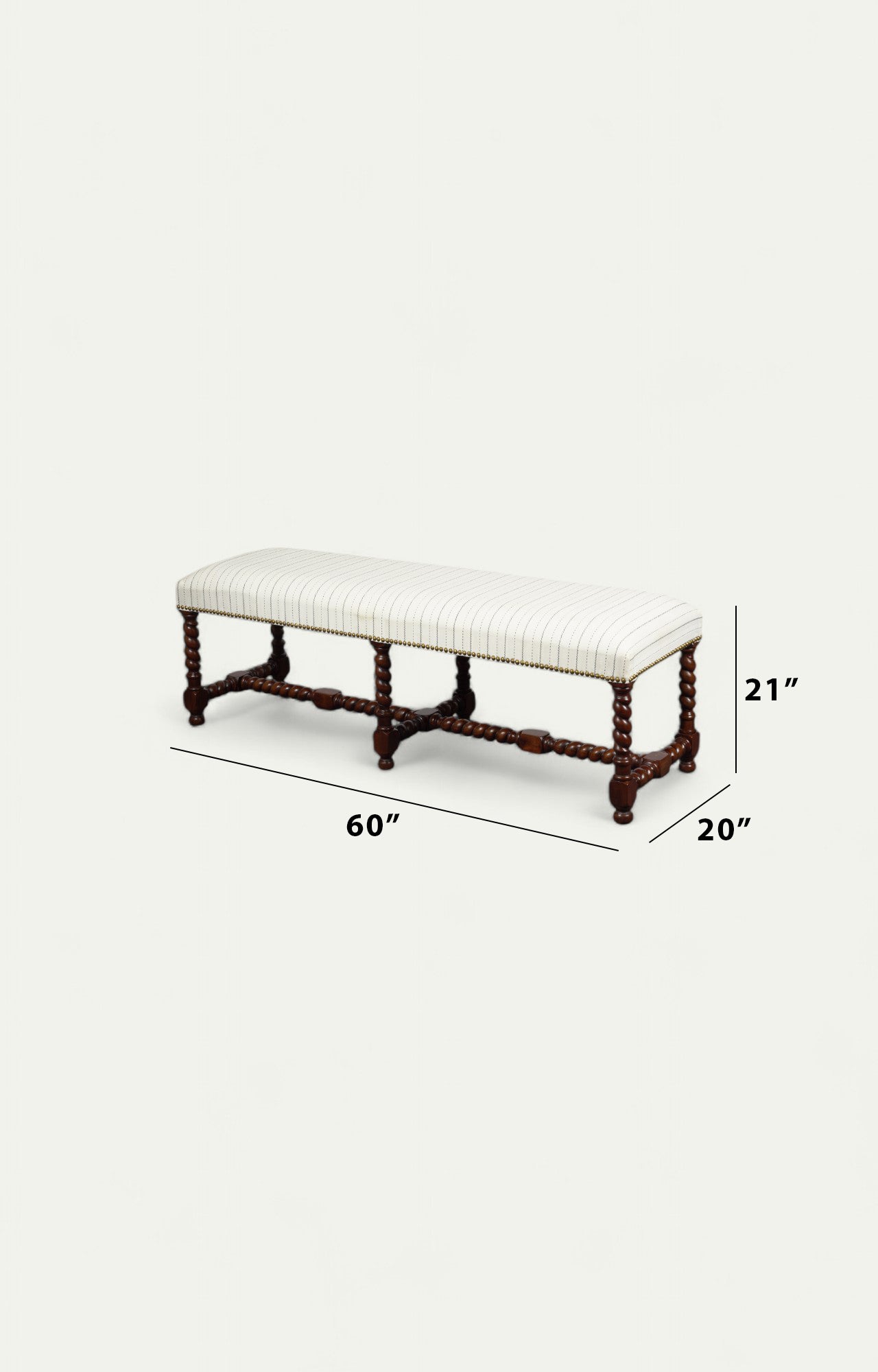 Spindle leg Upholstered Bench