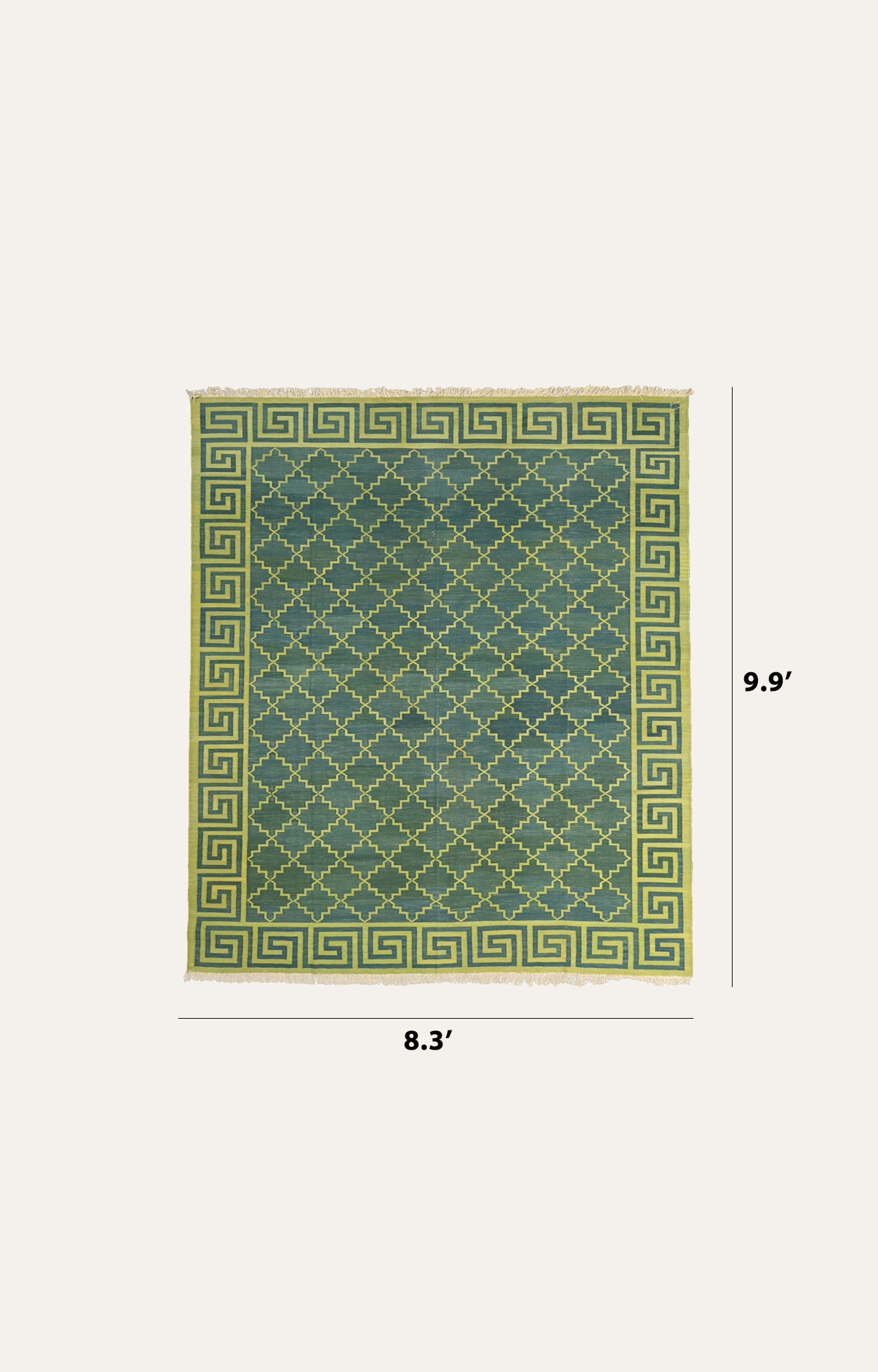 8 x 10 Ft Handwoven Flatweave Trellis Pattern Cotton Rug