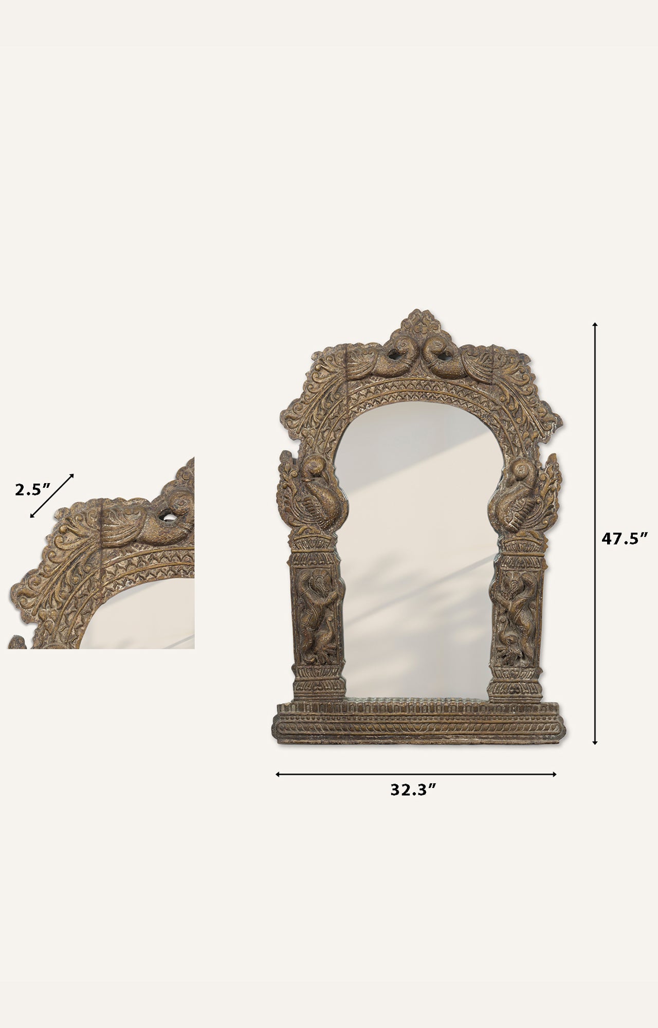 Handcrafted Victorian Carved Wood Mirror