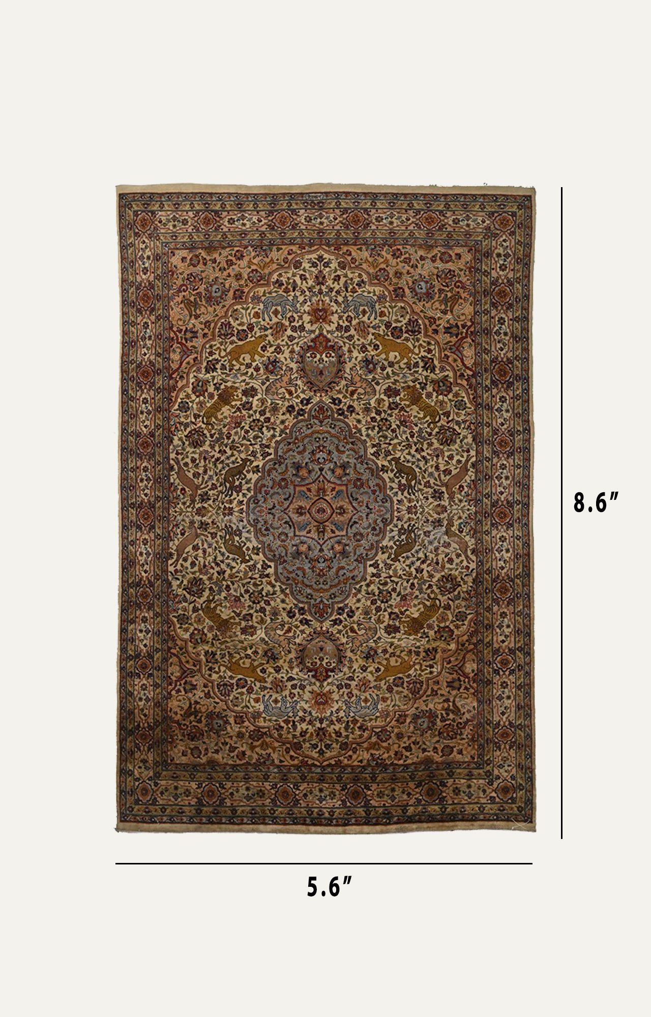 5 x 8 Ft  Vintage Handknotted carpet with intricate motifs and medallion pattern