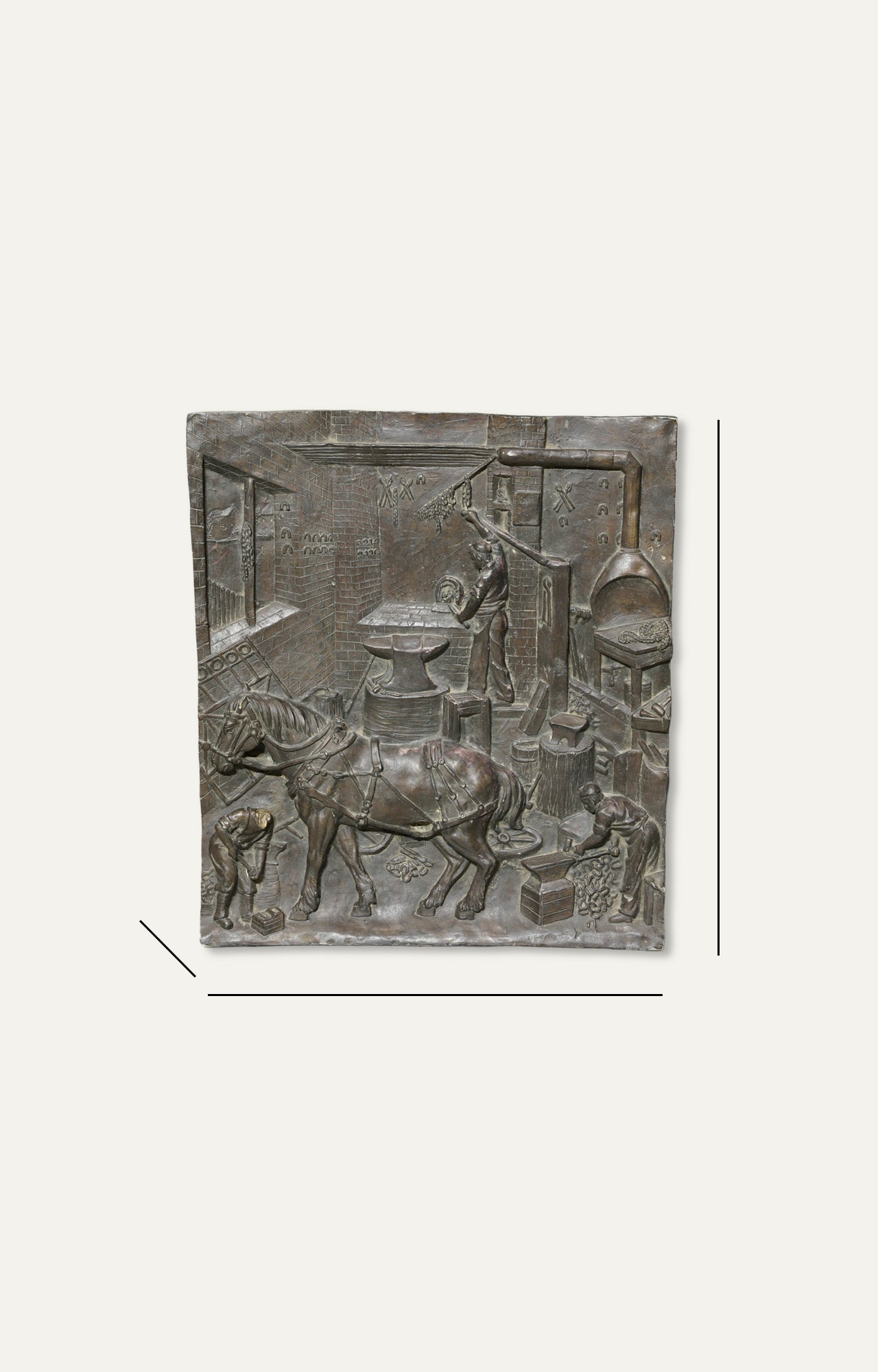 Brass 3D Panel with European historical scene