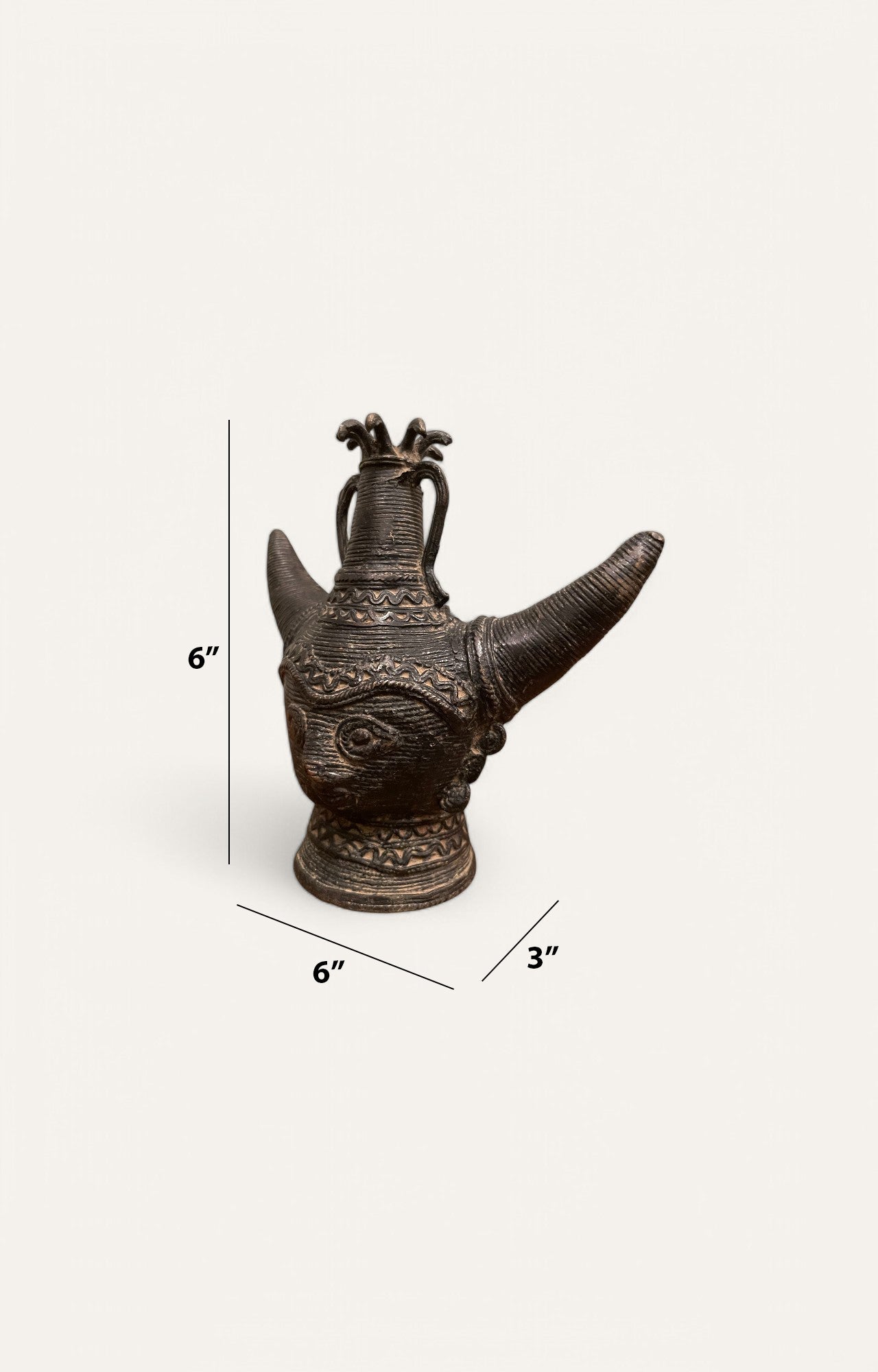 Tribal King Head Brass Sculpture