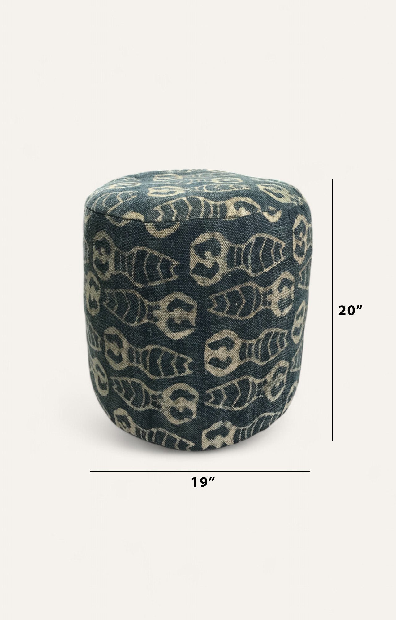 Indigo Block Print Handwoven Pouf Seat