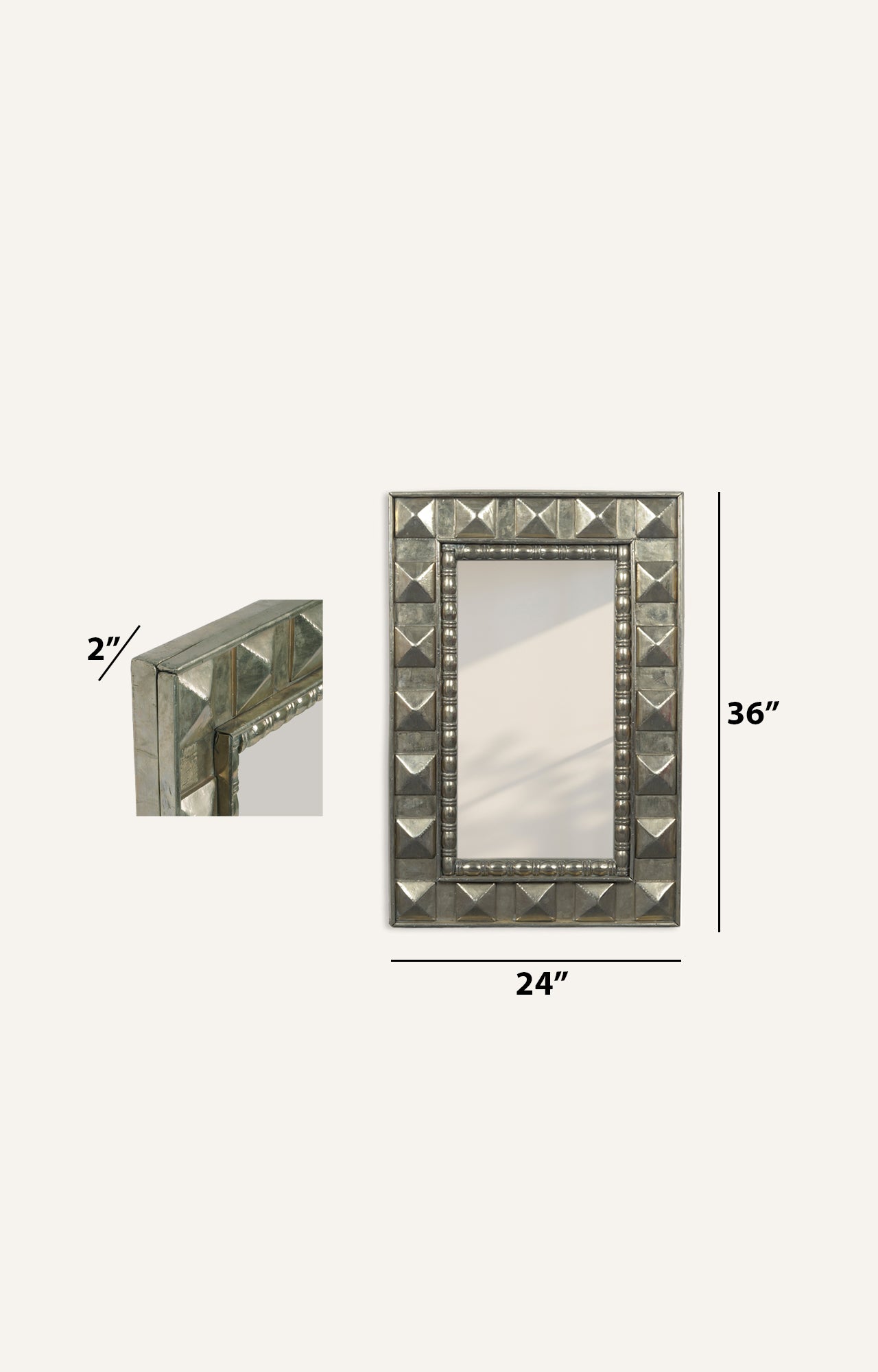 White metal framed mirror