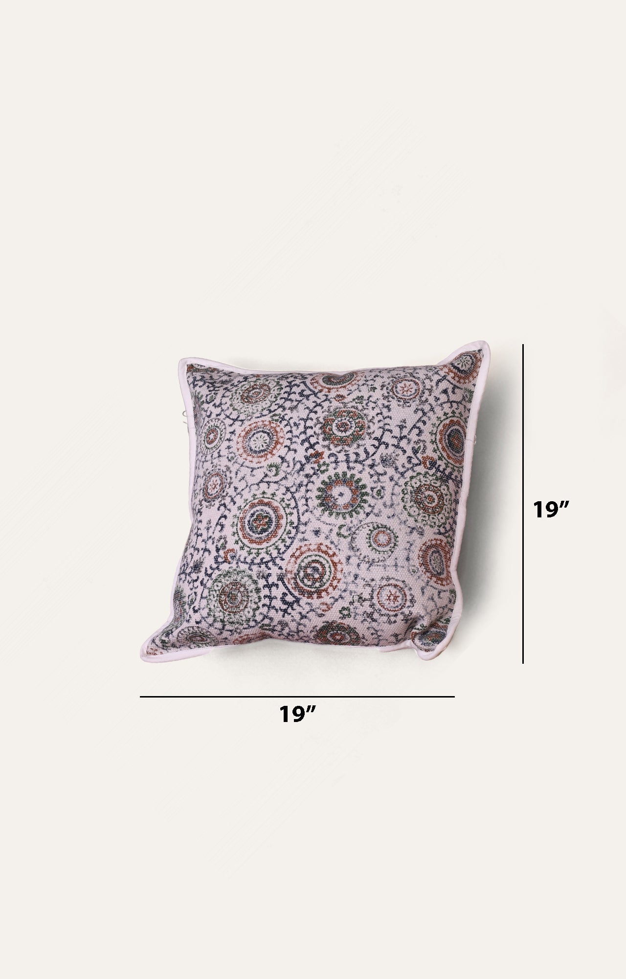 Round floral motif cushions