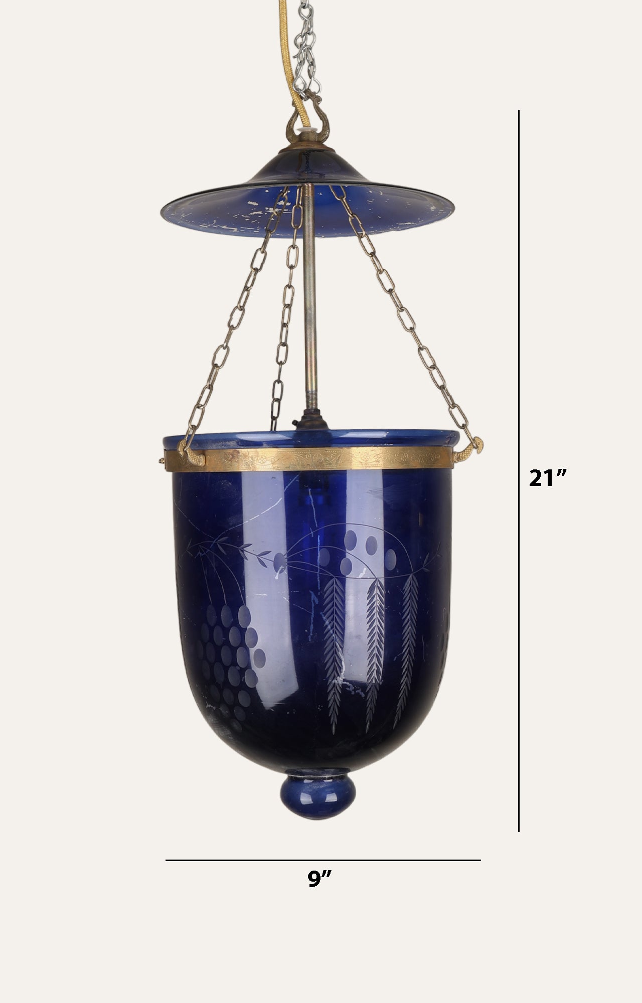 Cobalt blue bell jar lantern