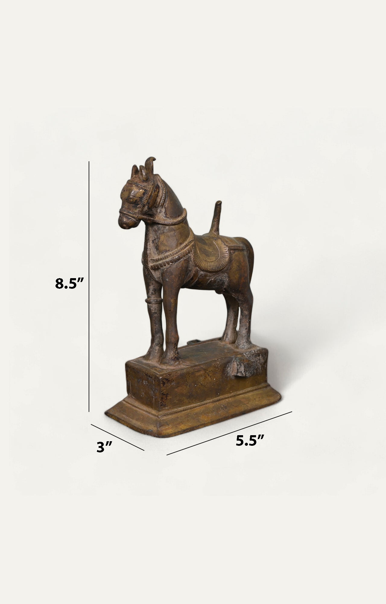 Brass Standing Horse Statue On A High Platform