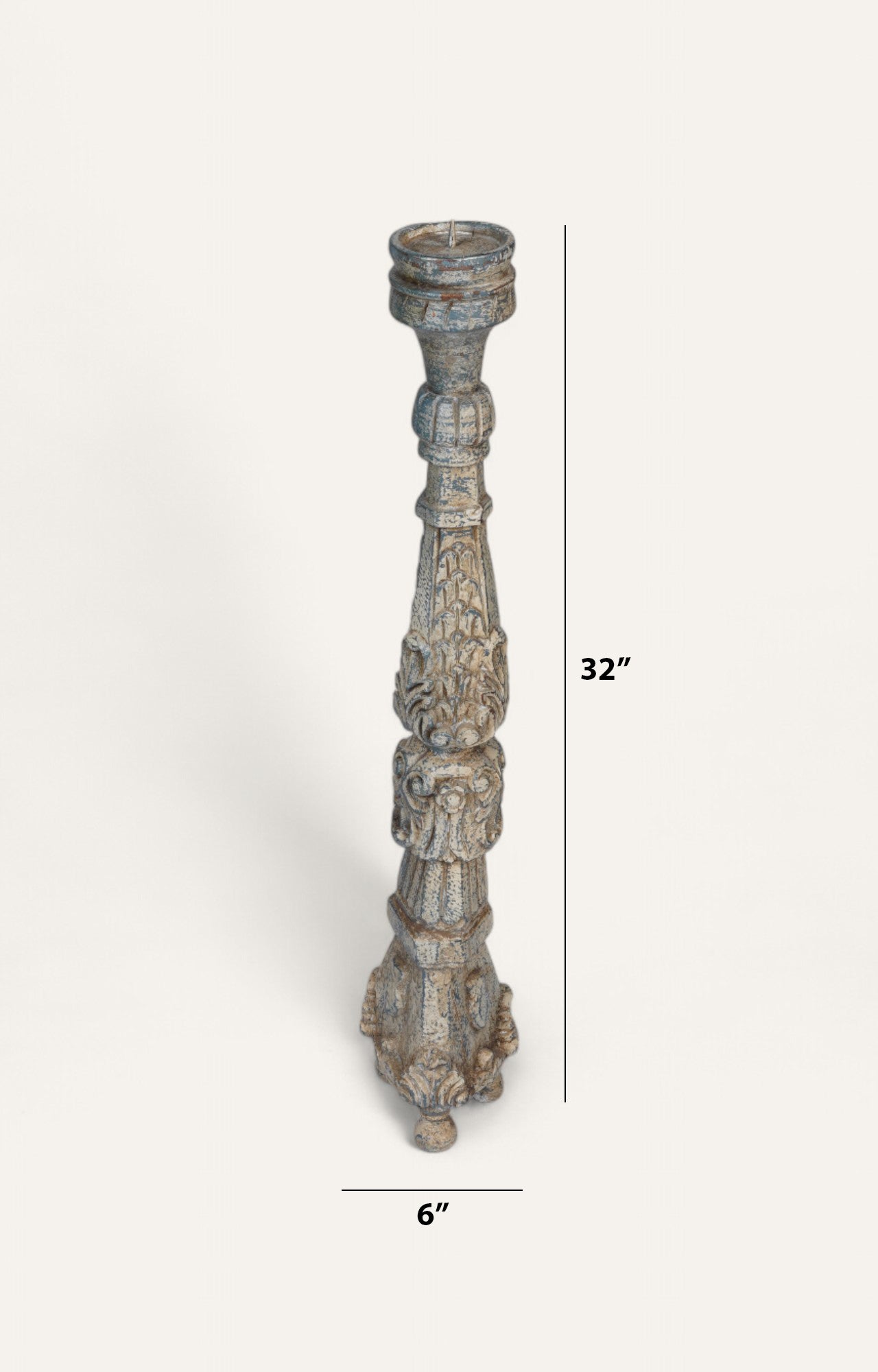Antique Acanthus Crest Floor Candle Stand