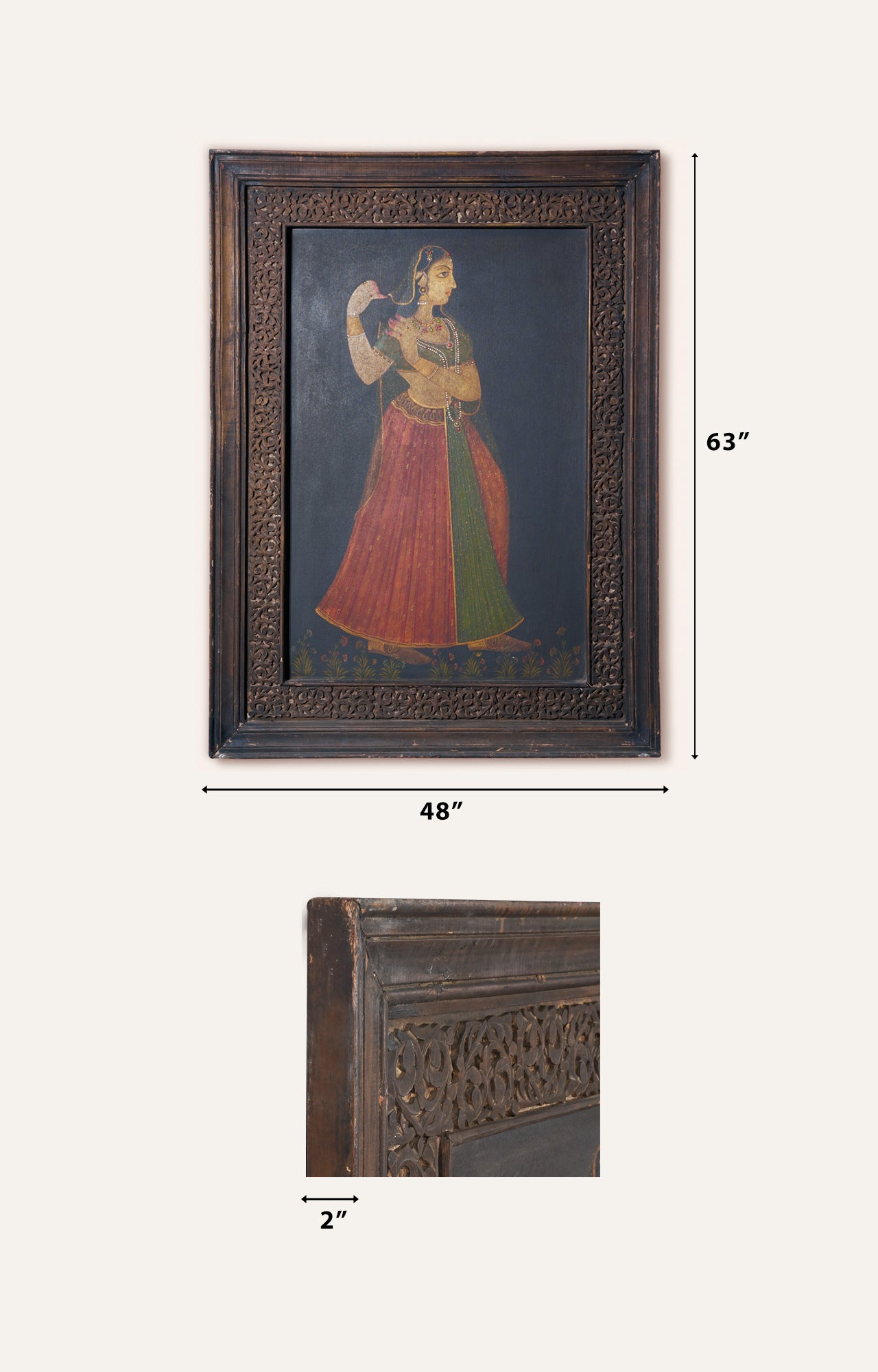 Dancing Woman (Kishangarh painting) with wooden frame