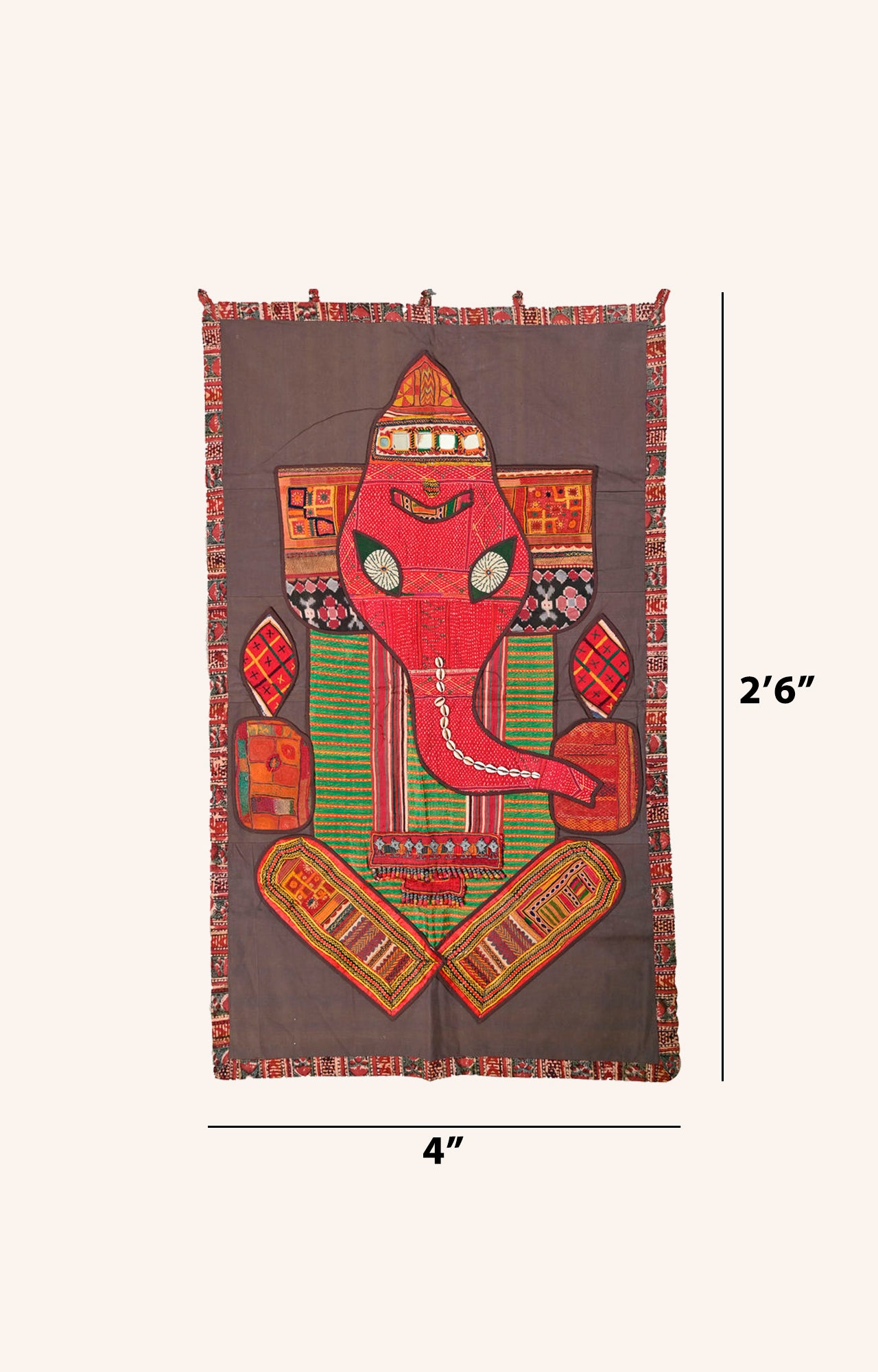 Exquisite Ganesha Kutch Embroidered Wall Hanging Tapestry