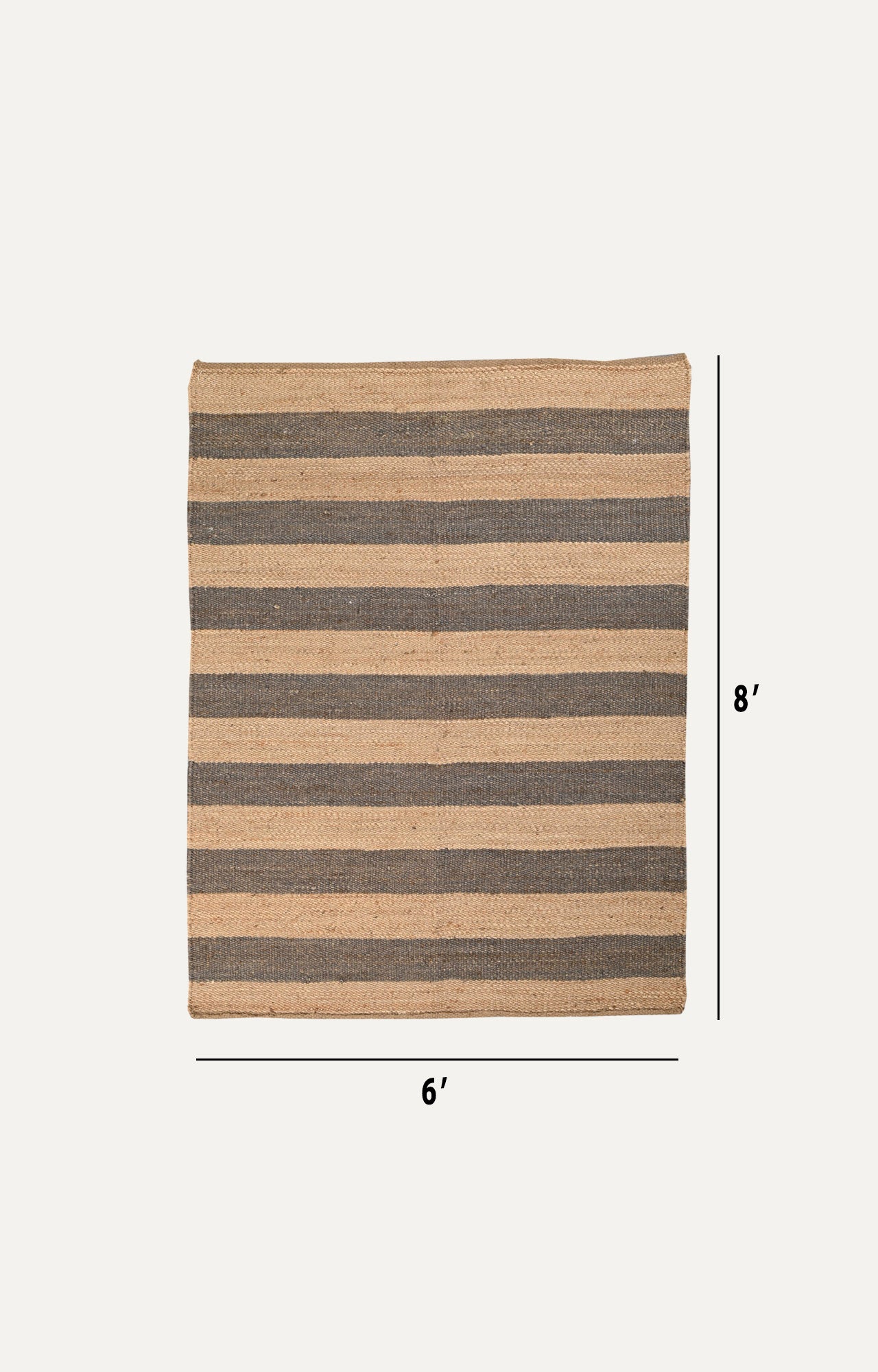 6 x 8 Ft Striped Rectangle Handmade Jute Rug