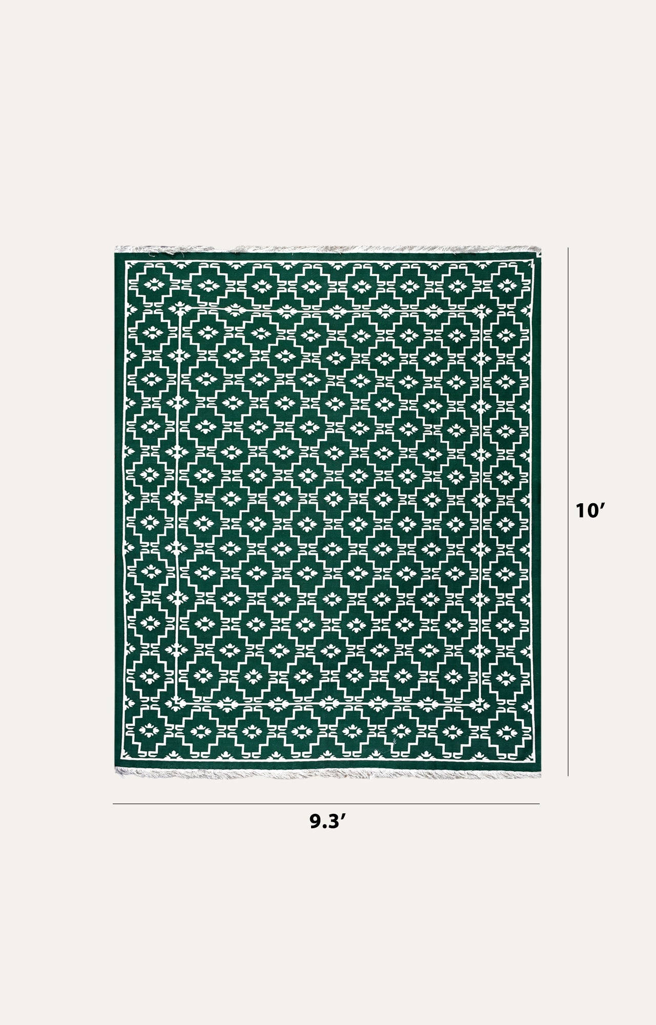 8 x 10 Ft Handwoven Flatweave Trellis Pattern Cotton Rug