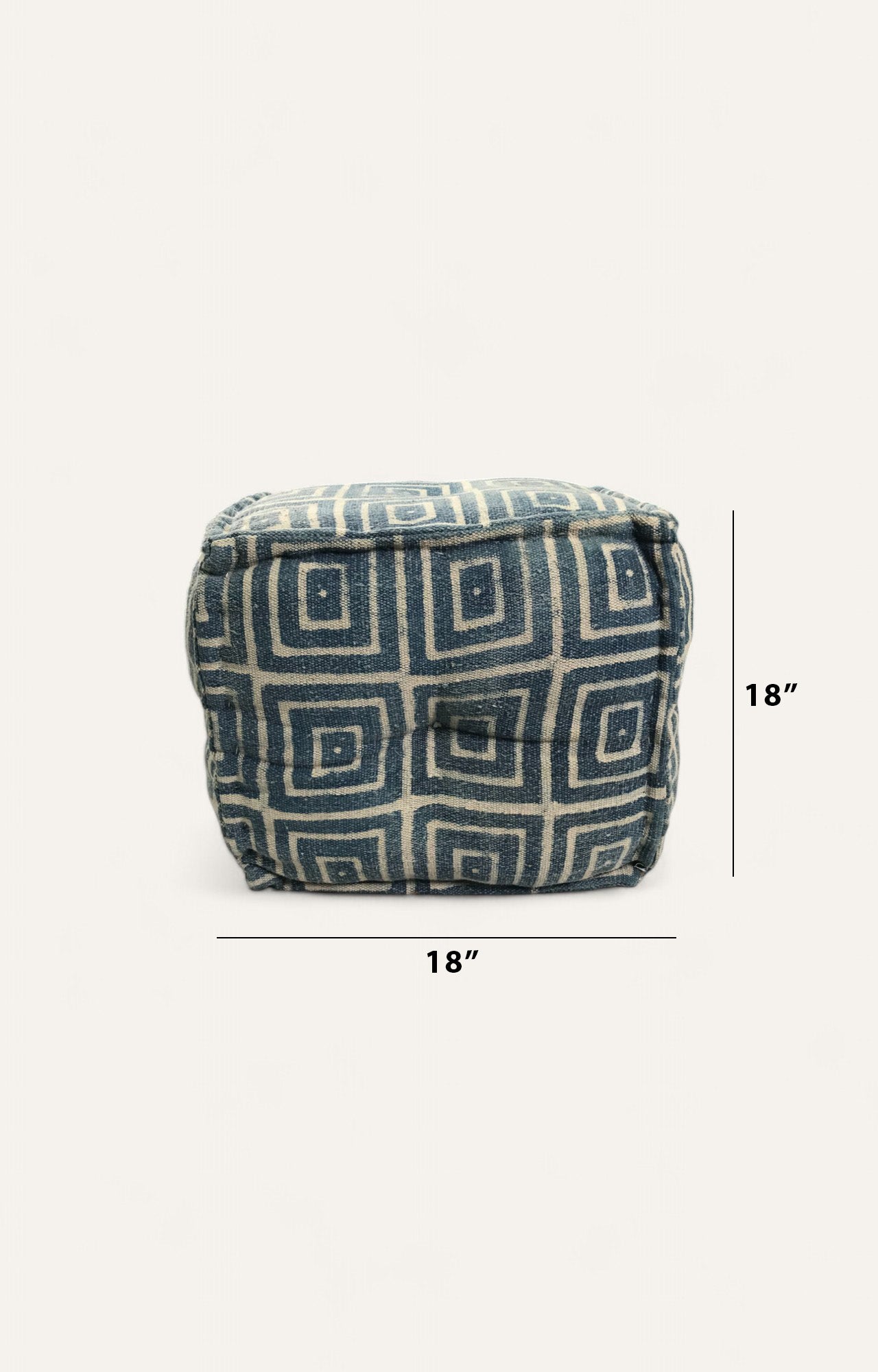 Geometric Block Print Handwoven Pouf Stool