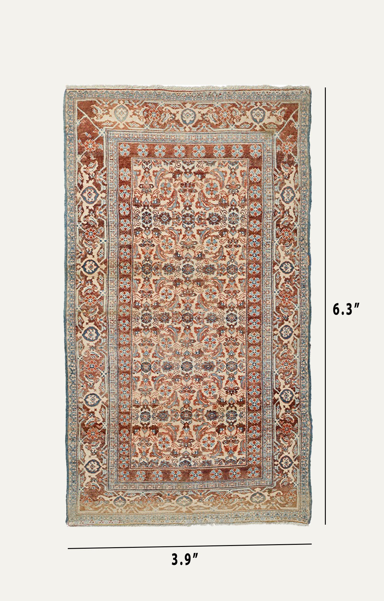 4 x 6 Ft 100 Years old Mughal Style carpet with jaal work