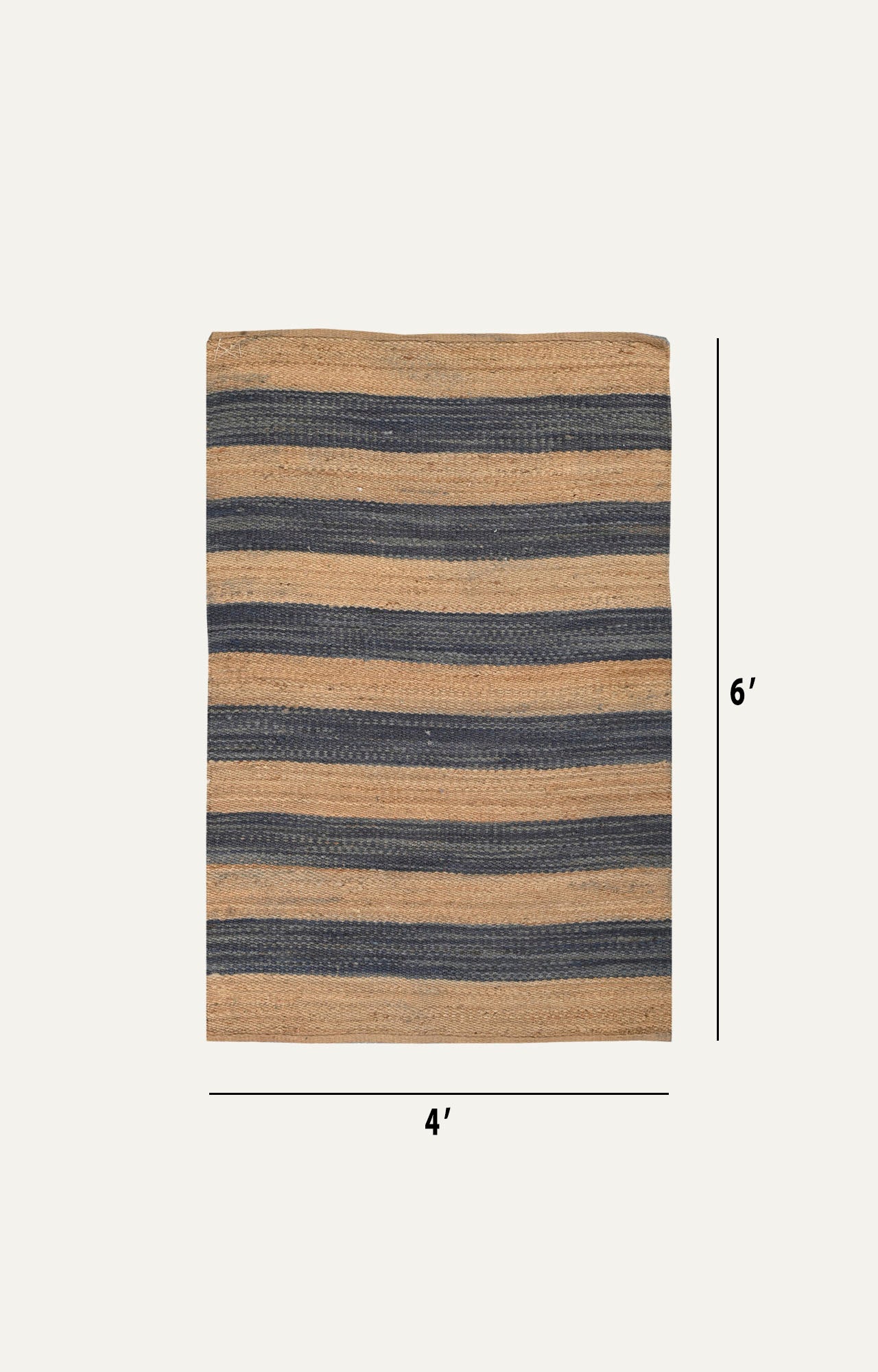 4 x 6 Ft Striped Rectangle Handmade Jute Rug