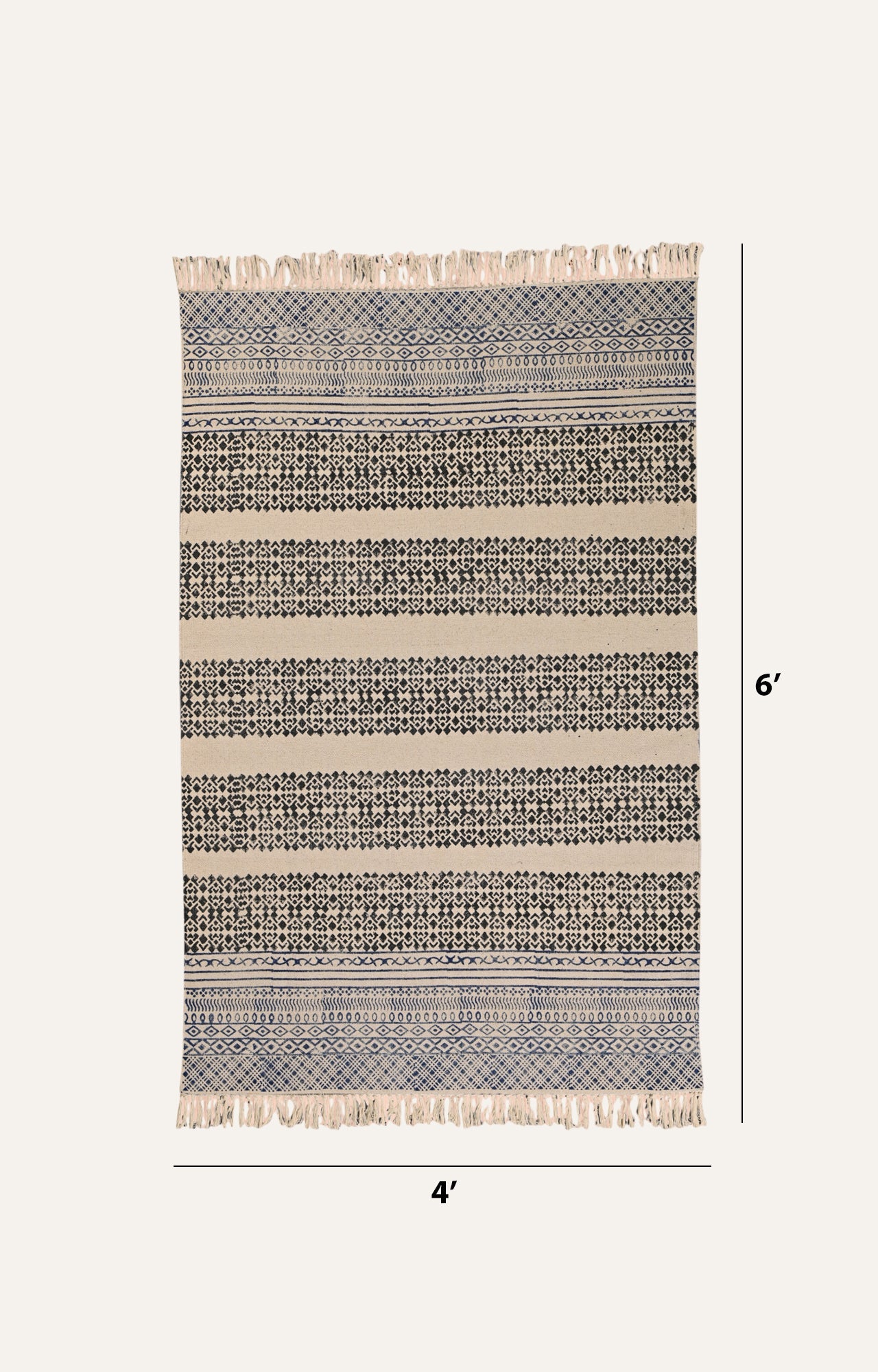 Indigo Stripe Band Cotton Rug