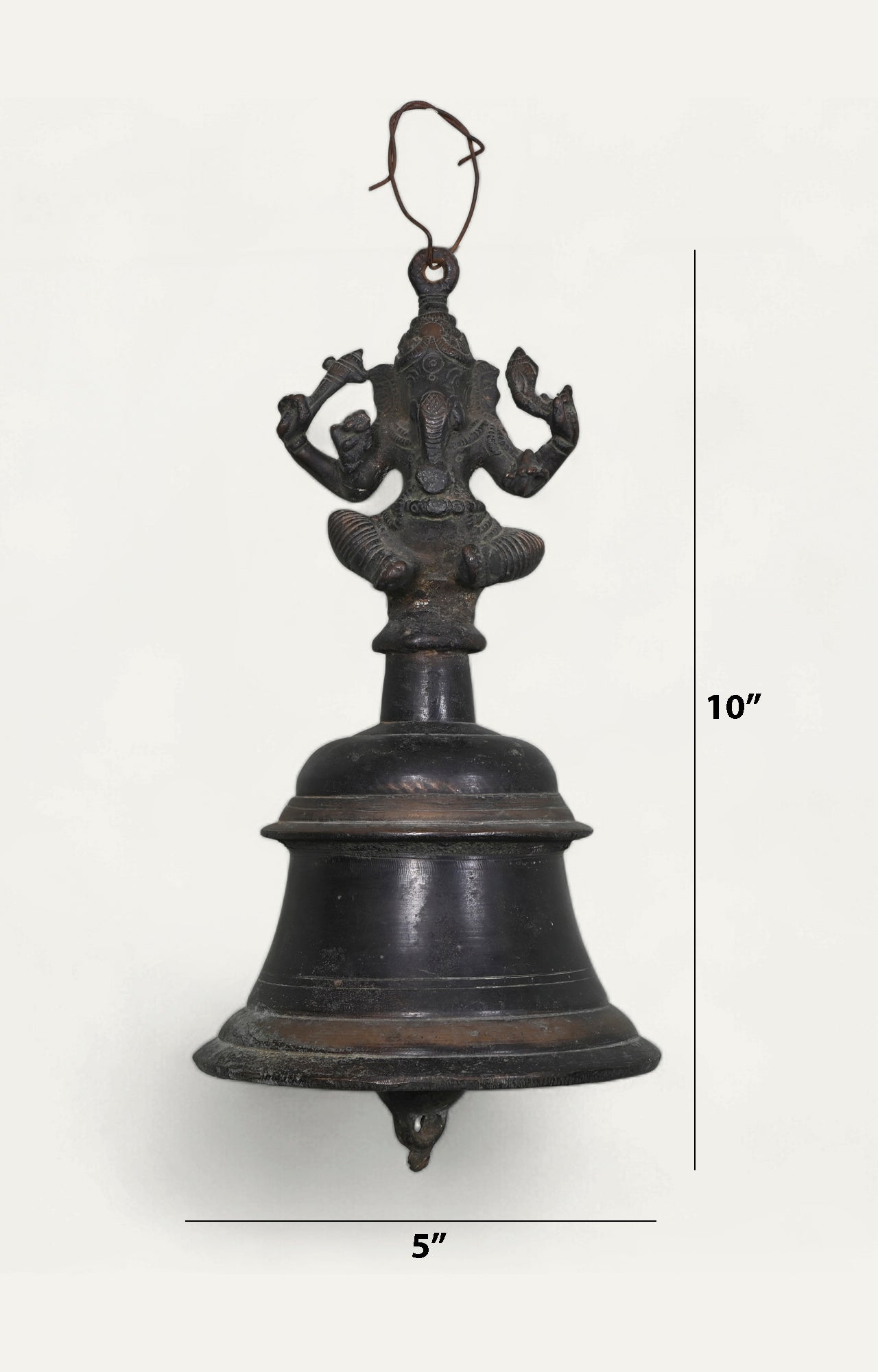 Brass Indian God Ganesha Statue With a Bell