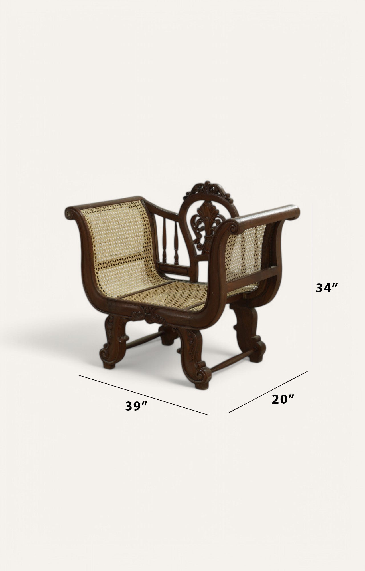 Rattan Hand Carved Arm Chair