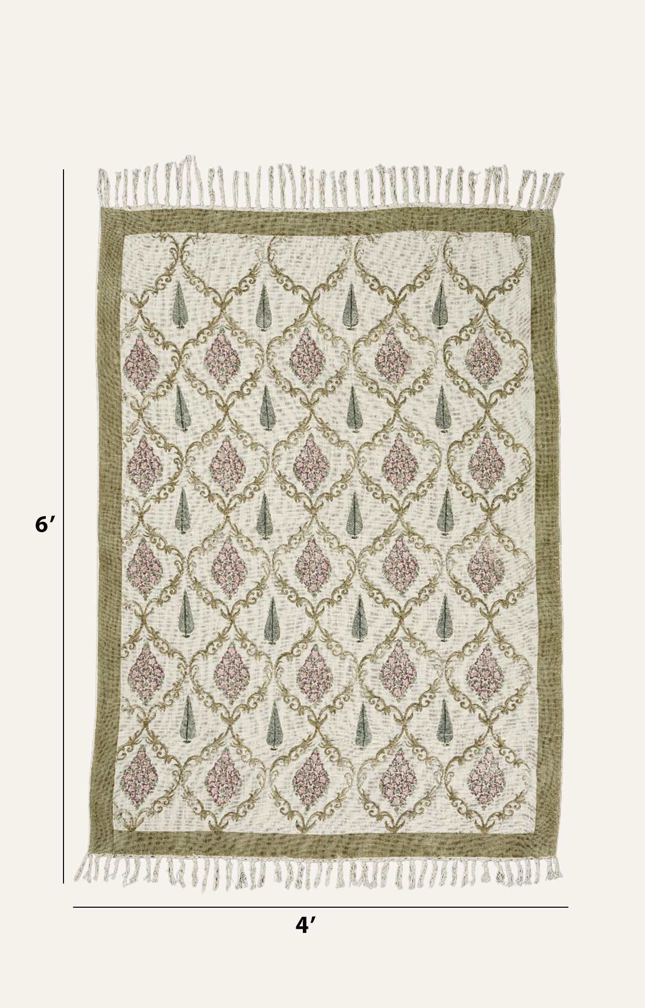 Sage & Ivory block Print Throw