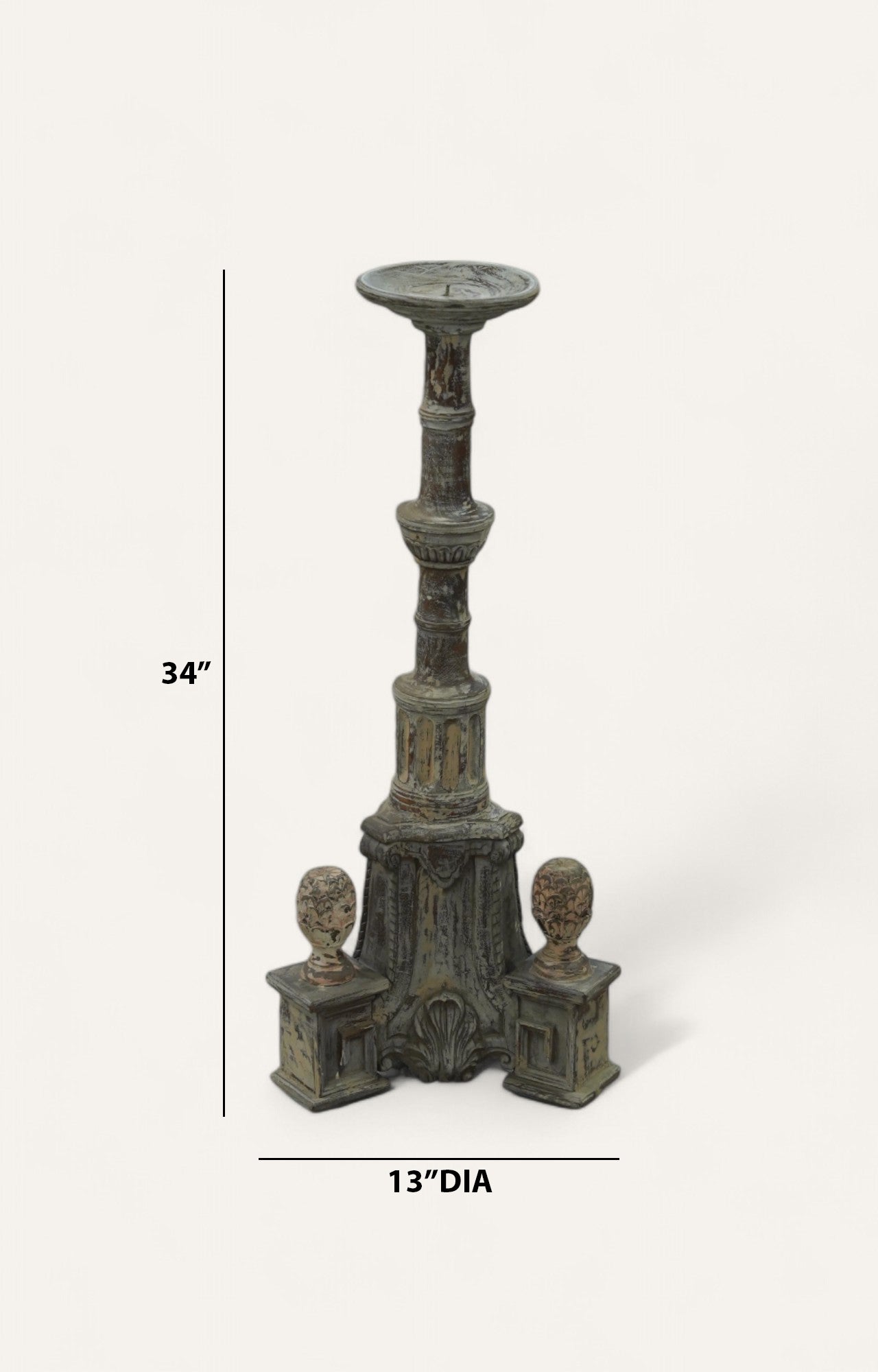 Tall Architectural Candle Stand with Finial Motifs