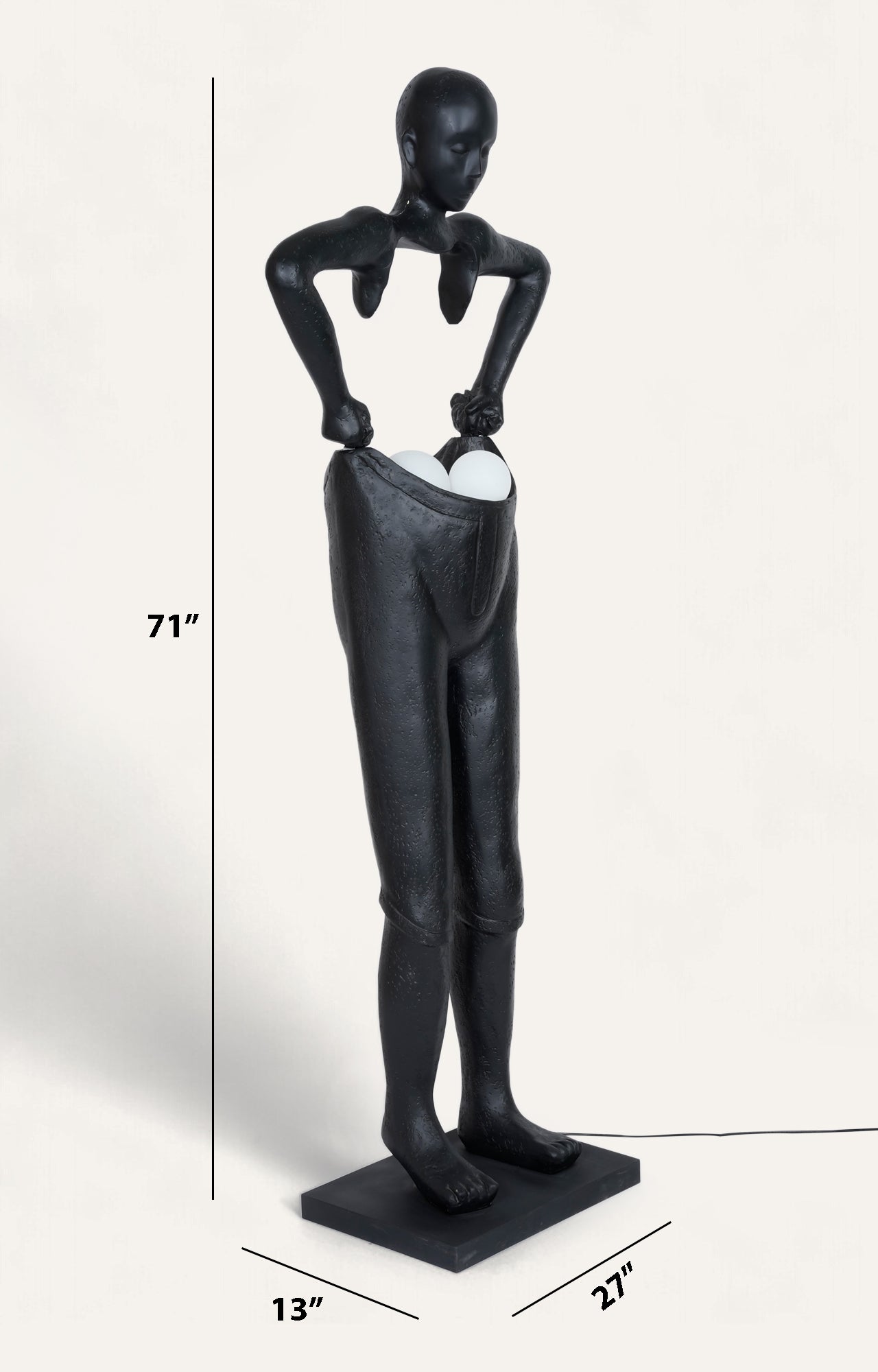 A body Sculpture Holding Floor Lamp