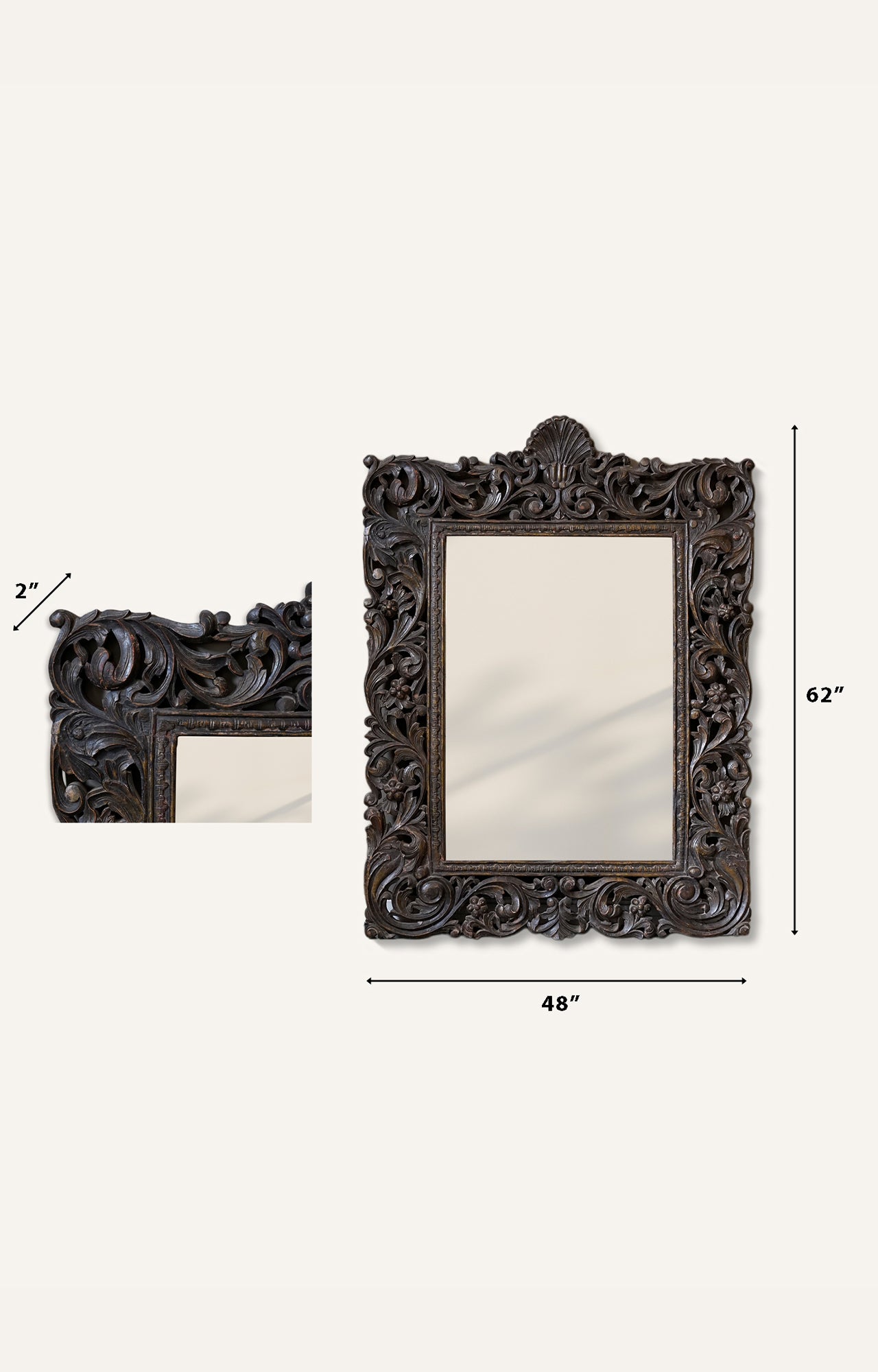 Detailed Carved Mango Wood vintage Mirror