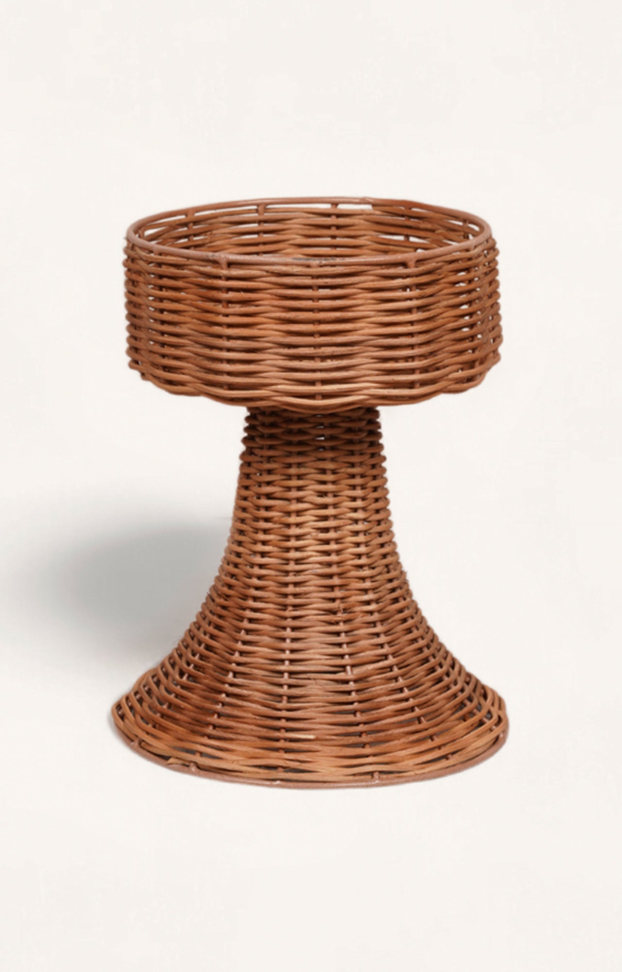 Cane Weave Candle Stand Small