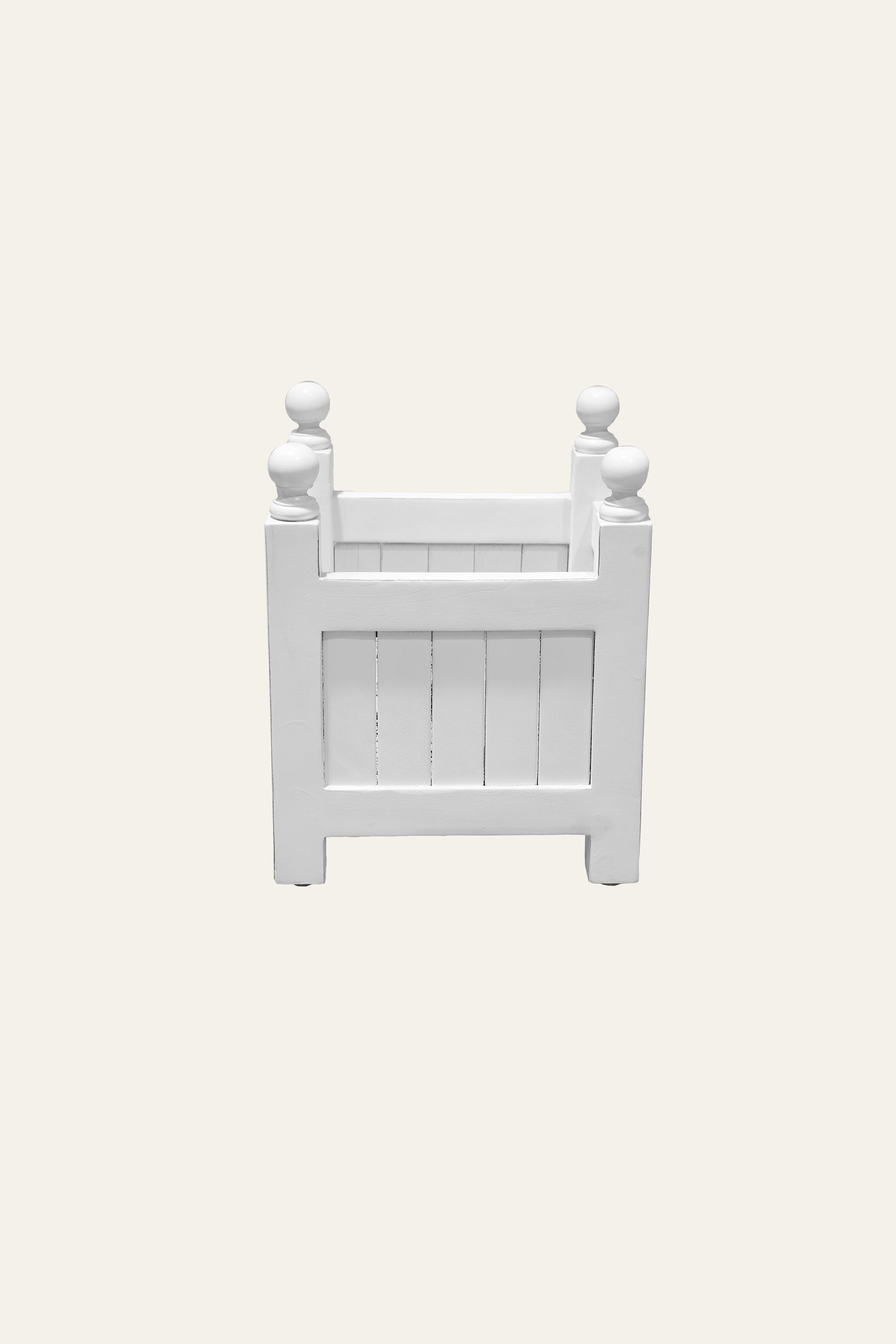small white teak wooden planter