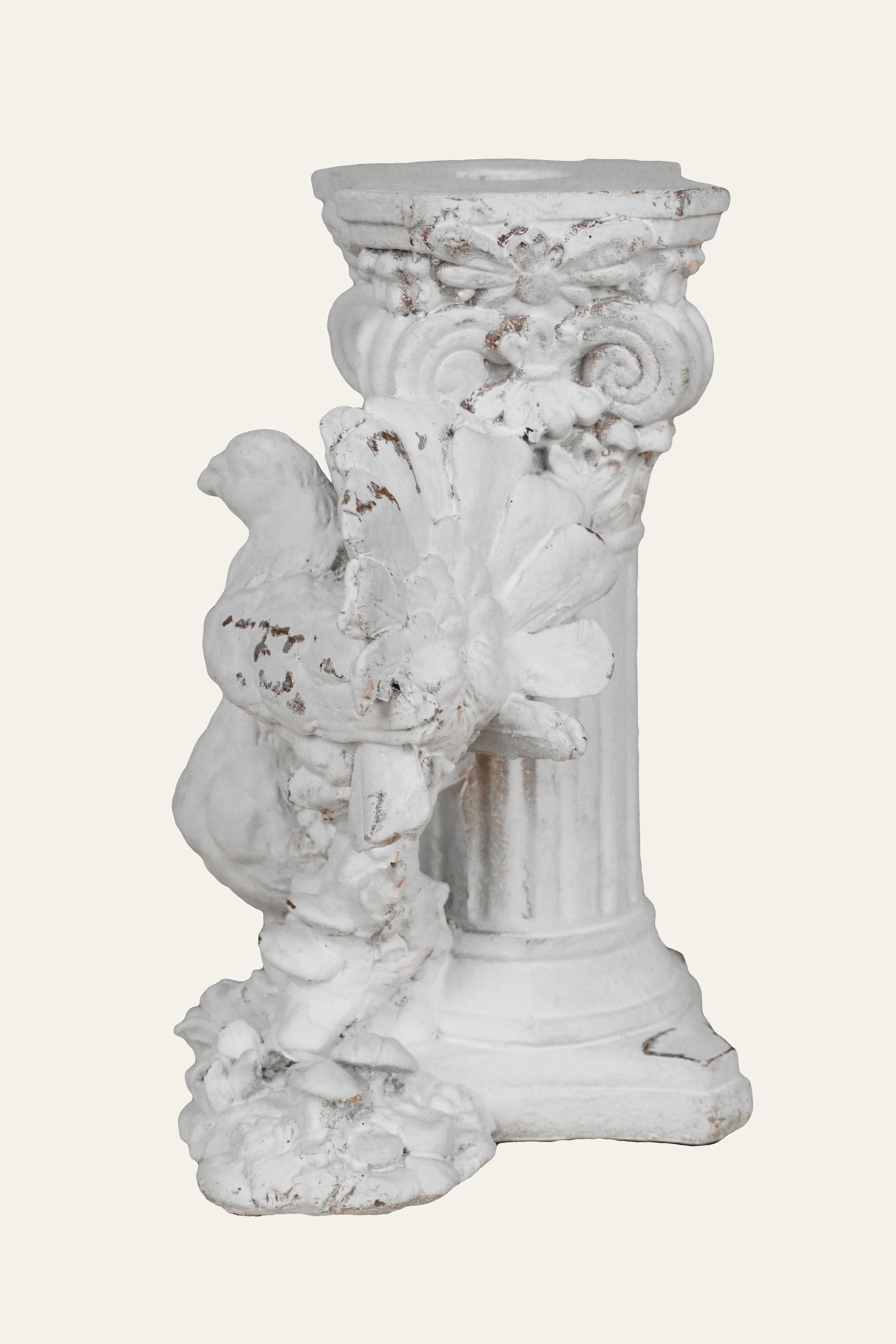 tabletop candle holder with bird design