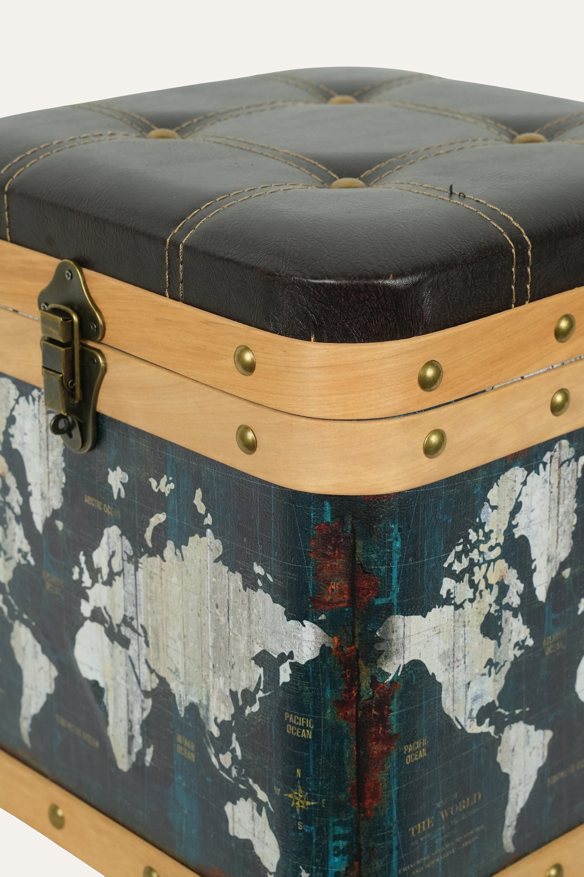 travel theme storage box blue vintage design