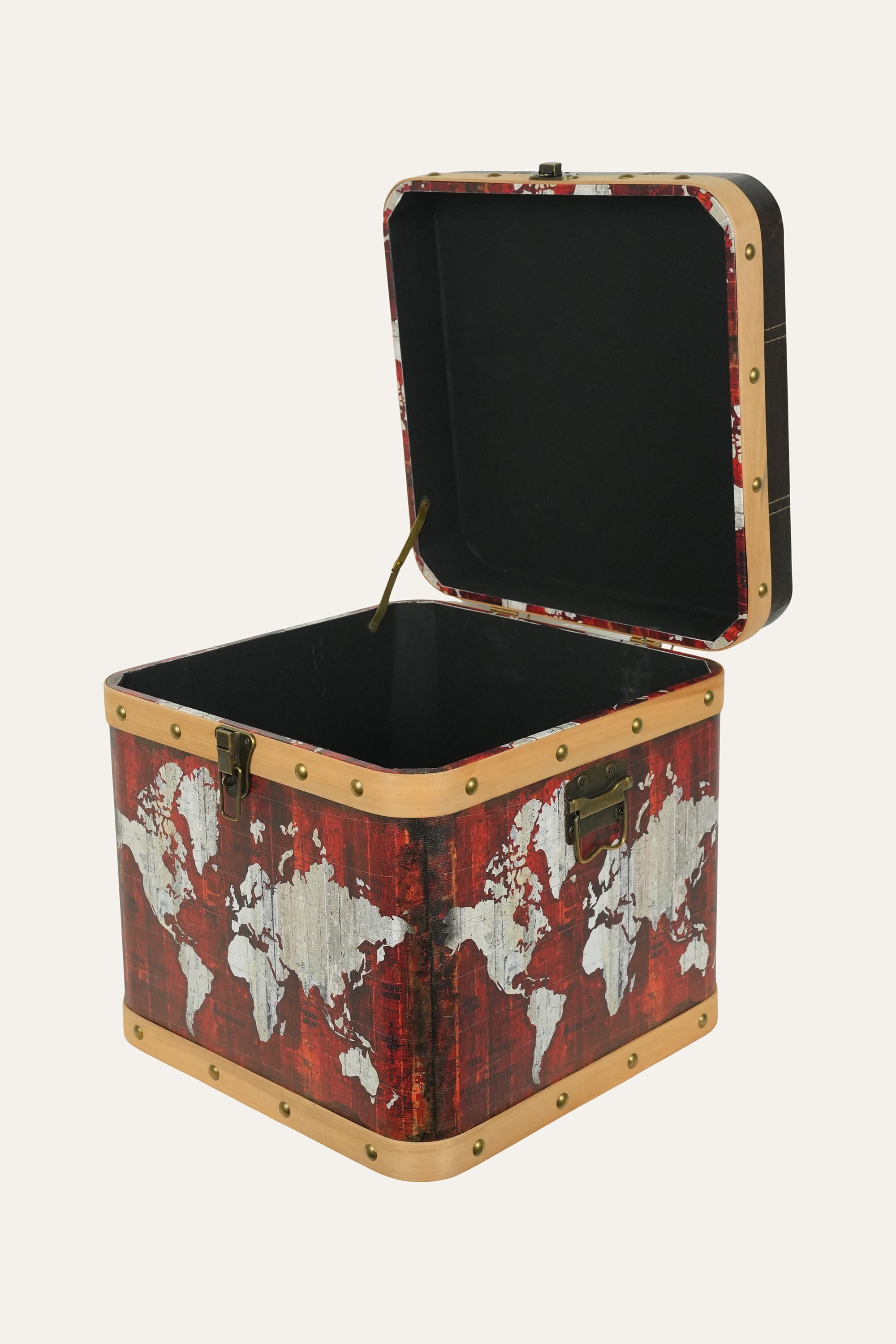 travel theme storage stool wooden box