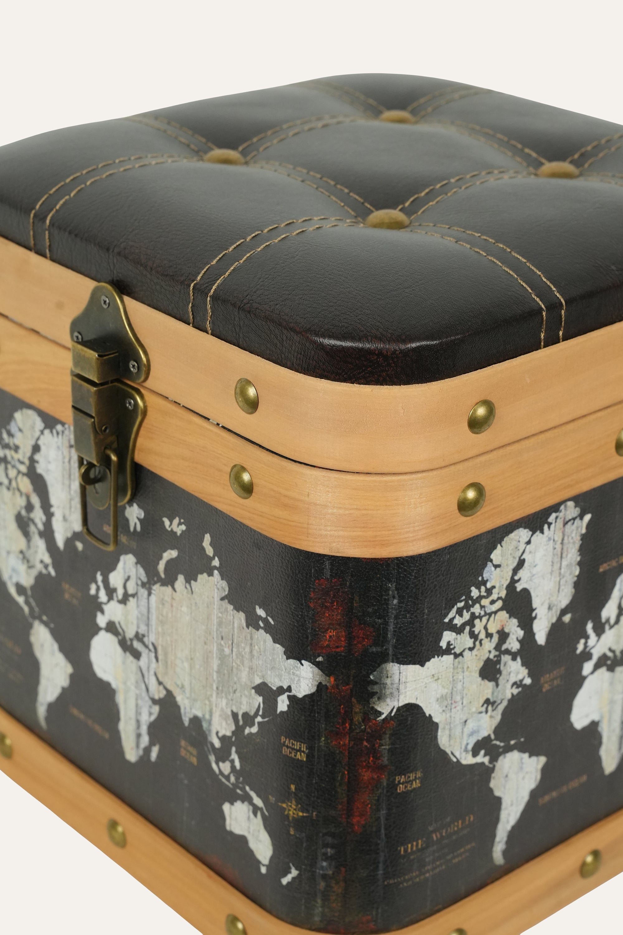 travel theme trinket storage box black