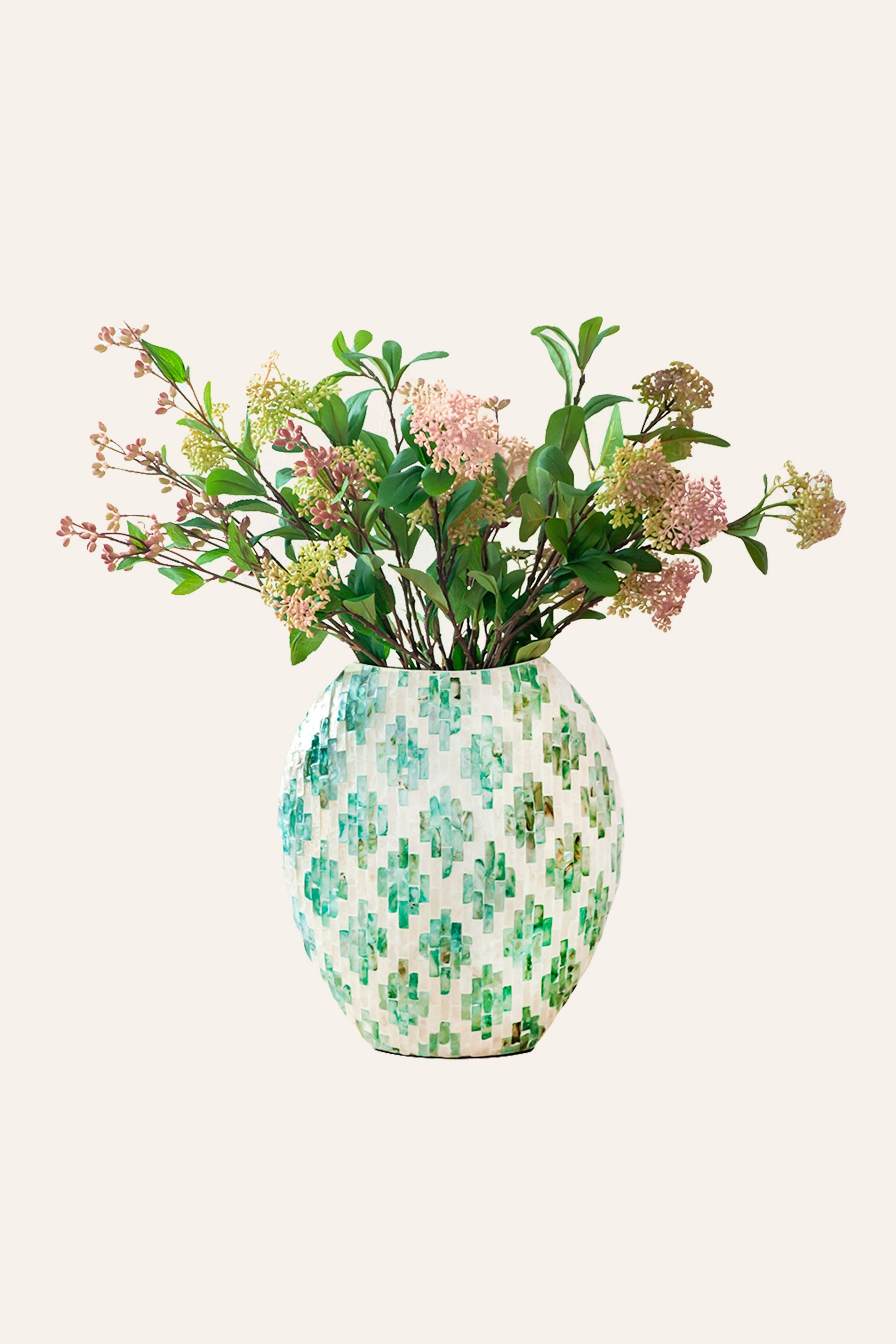 vase with shell inlay artwork