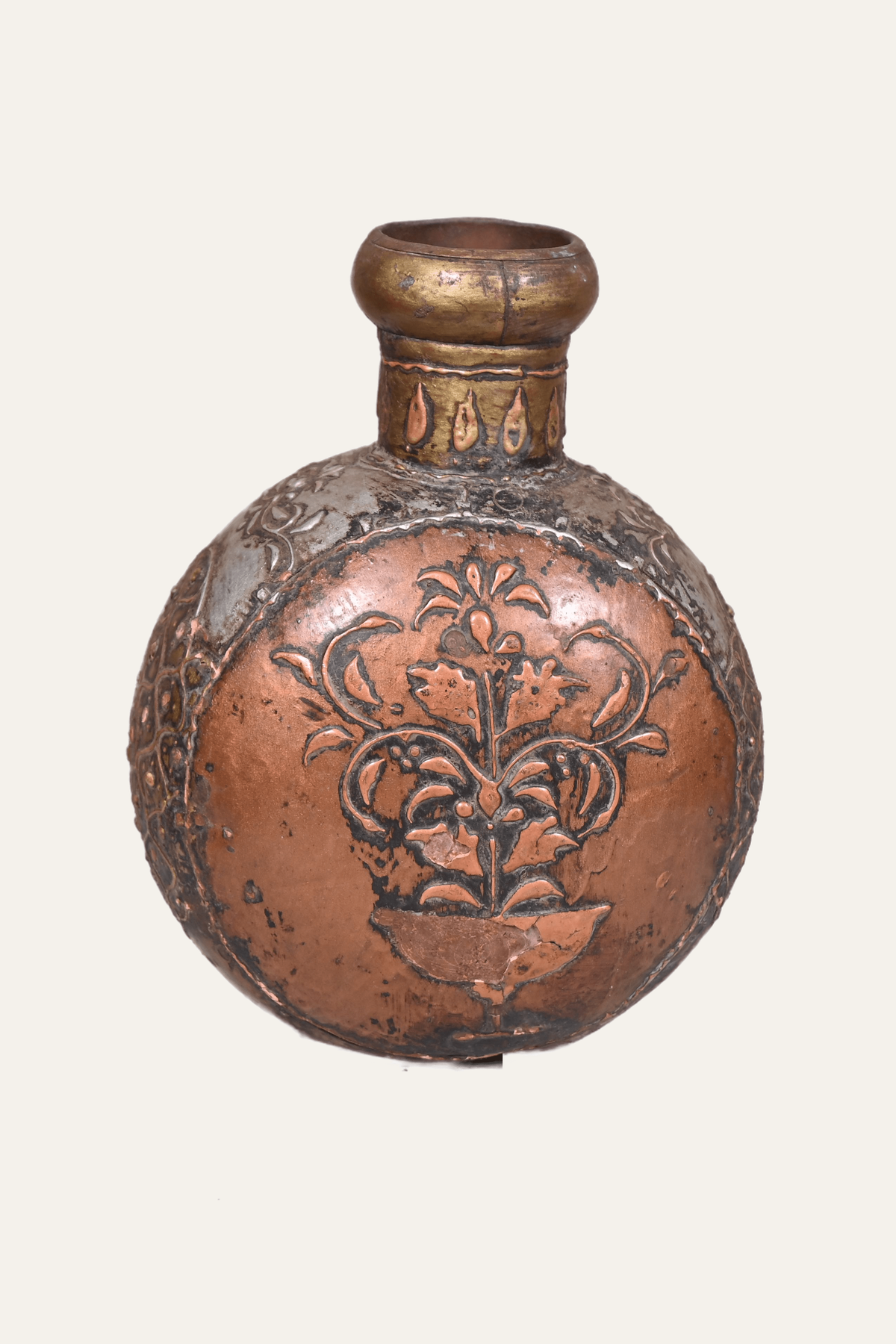 vintage Mughal style metal flask pot
