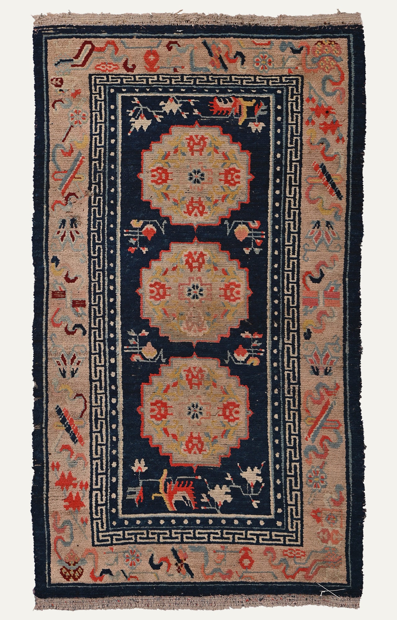 vintage Tibetan hand-knotted carpet