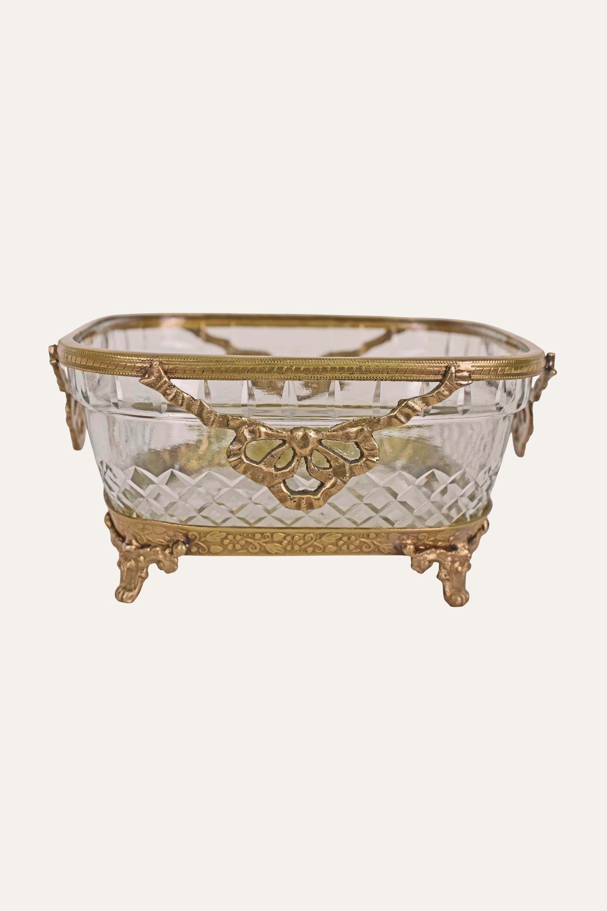 vintage brass glass bowl