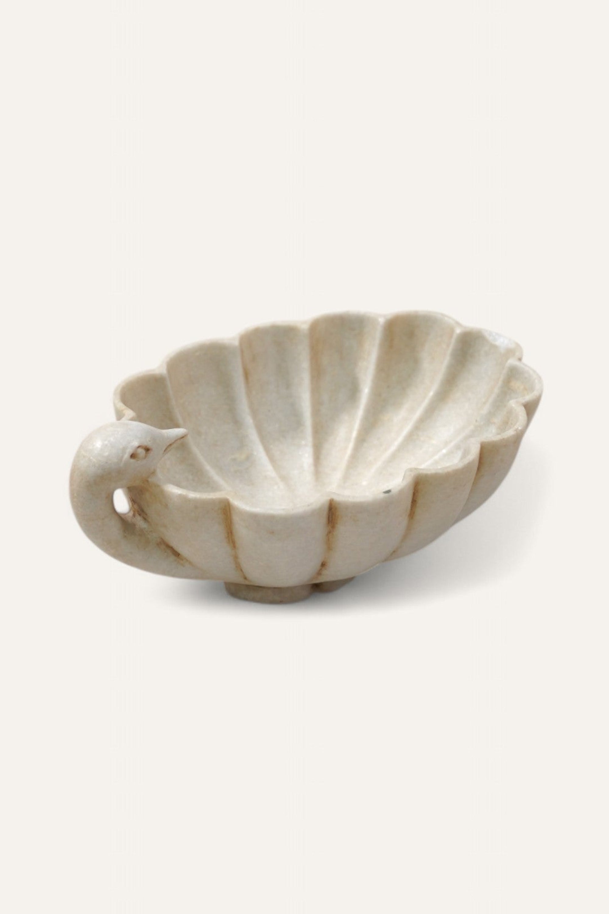 Swan-Handled Vintage Marble Bowl