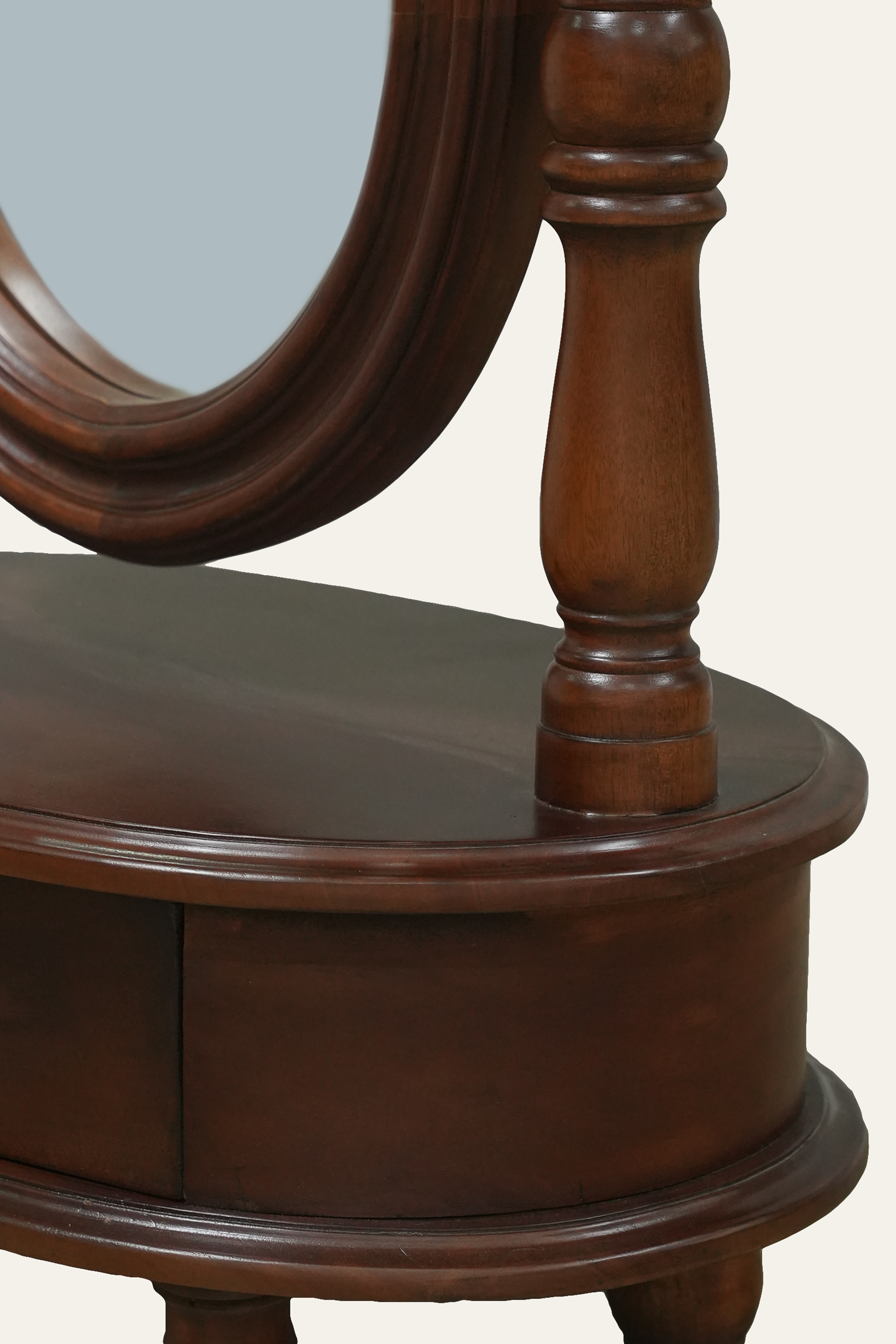 vintage teak floor mirror with drawer