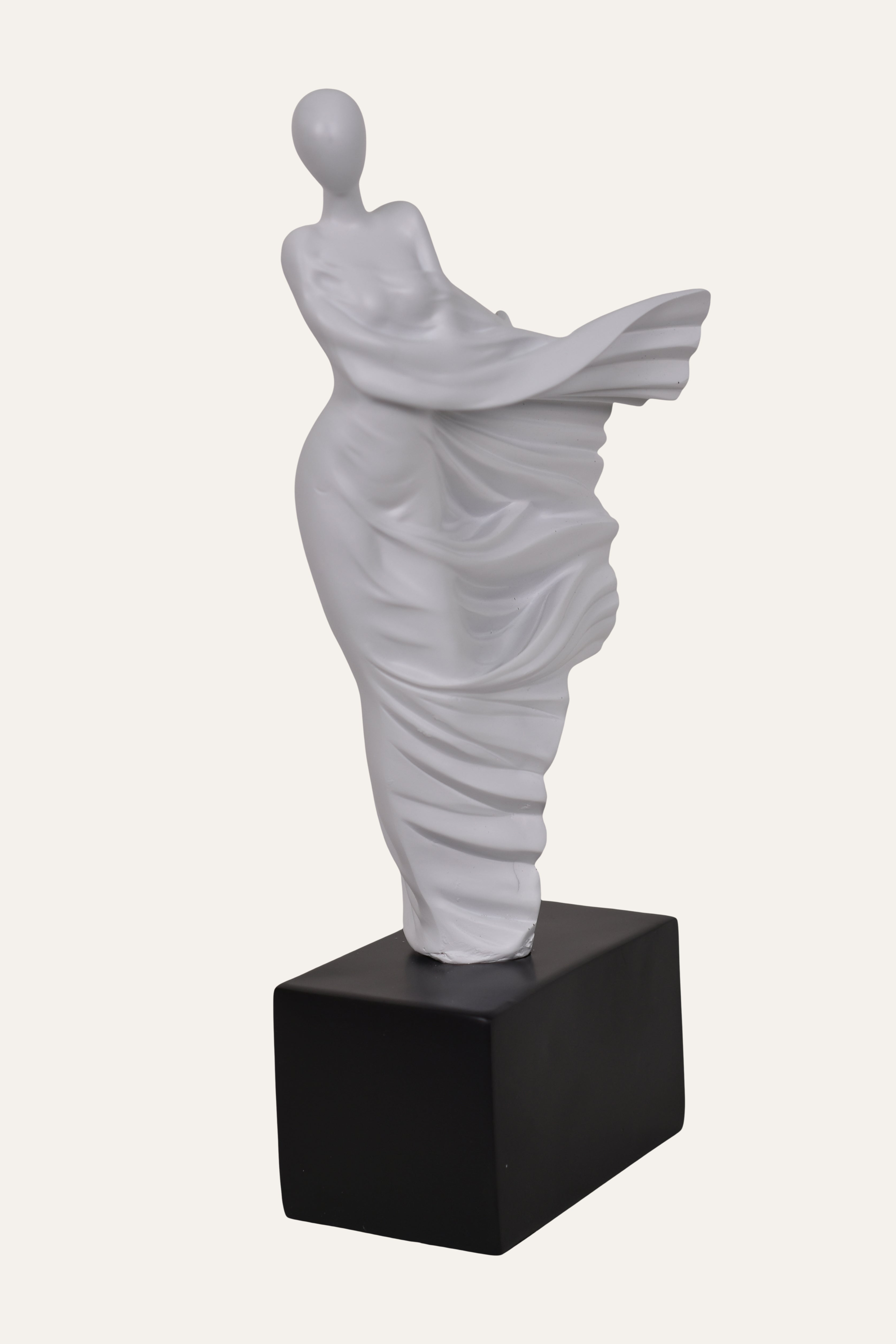 white resin abstract dancer sculpture